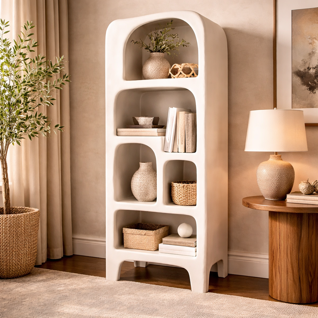 Danny white concrete-effect wooden bookcase - Image 2