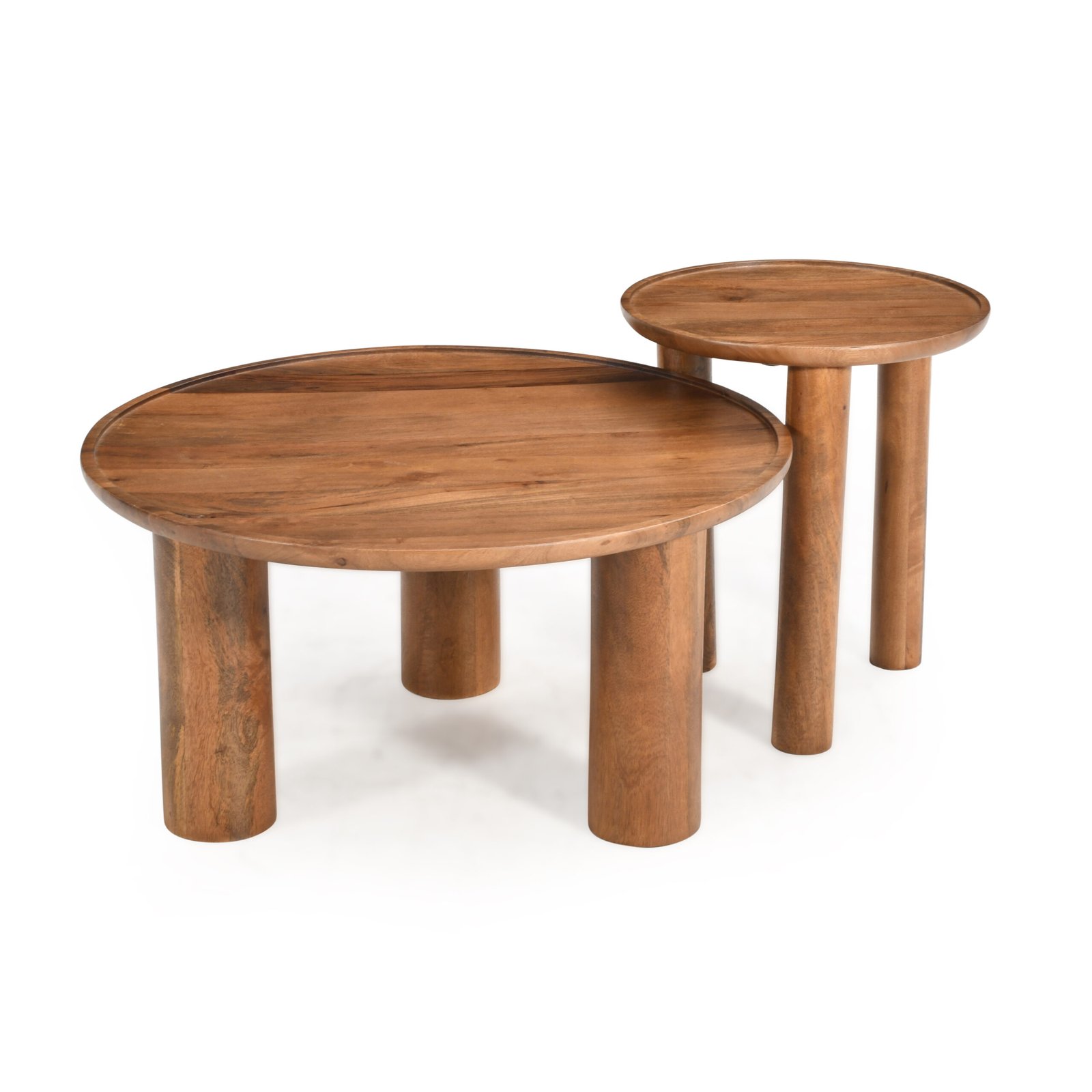 Lama Premium Solid Wood Nesting Table Set Teak Finish - Image 5