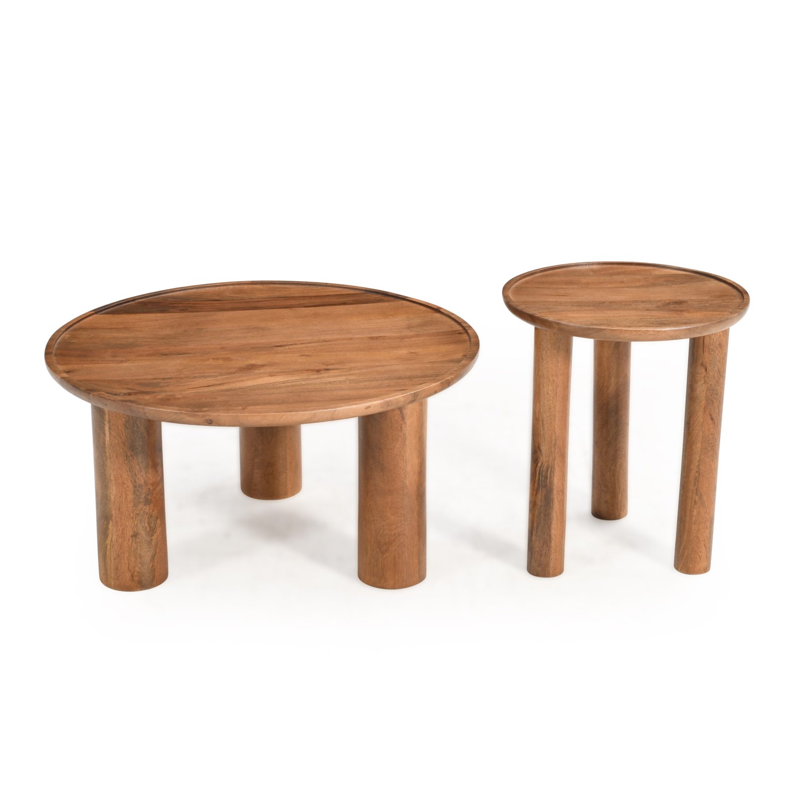 Lama Premium Solid Wood Nesting Table Set Teak Finish - Image 6