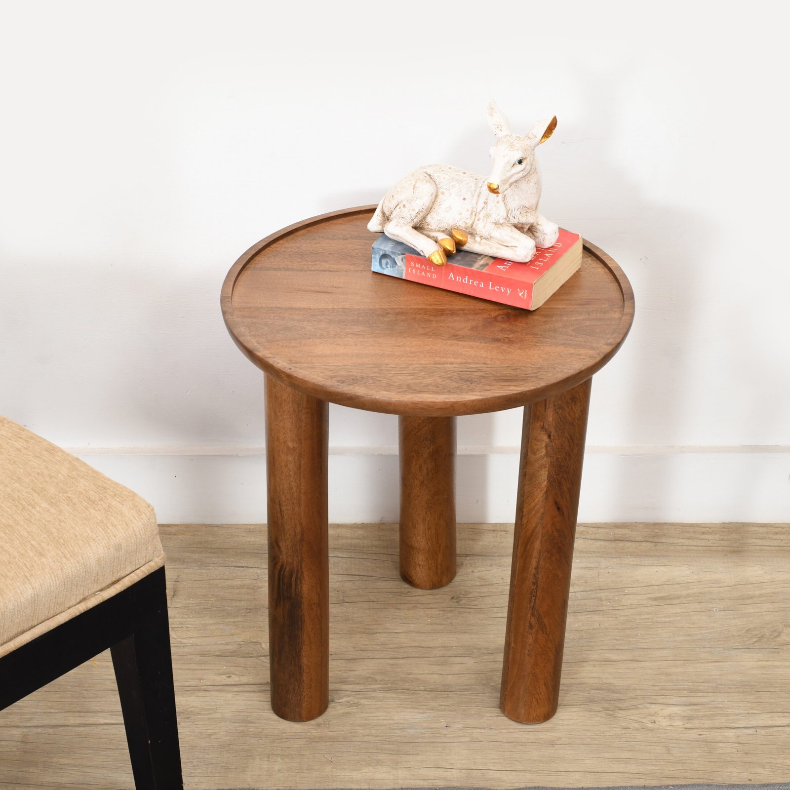Lama Premium Solid Wood End Table Teak Finish - Image 3