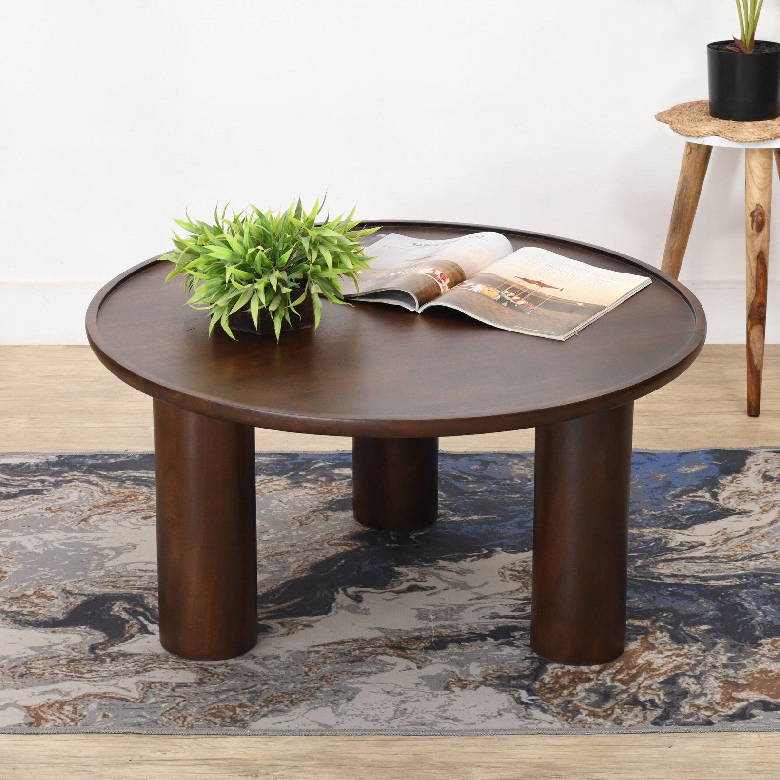 Lama Premium Solid Wood Coffee Table Walnut Finish - Image 2