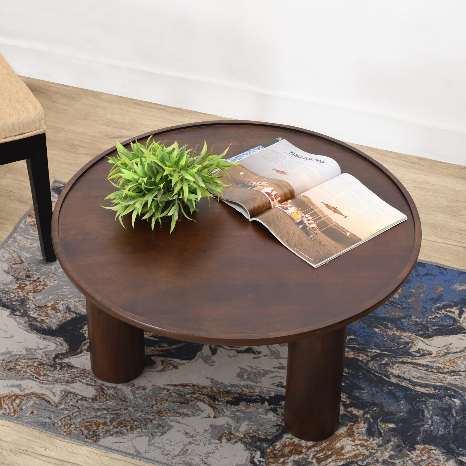 Lama Premium Solid Wood Coffee Table Walnut Finish - Image 3