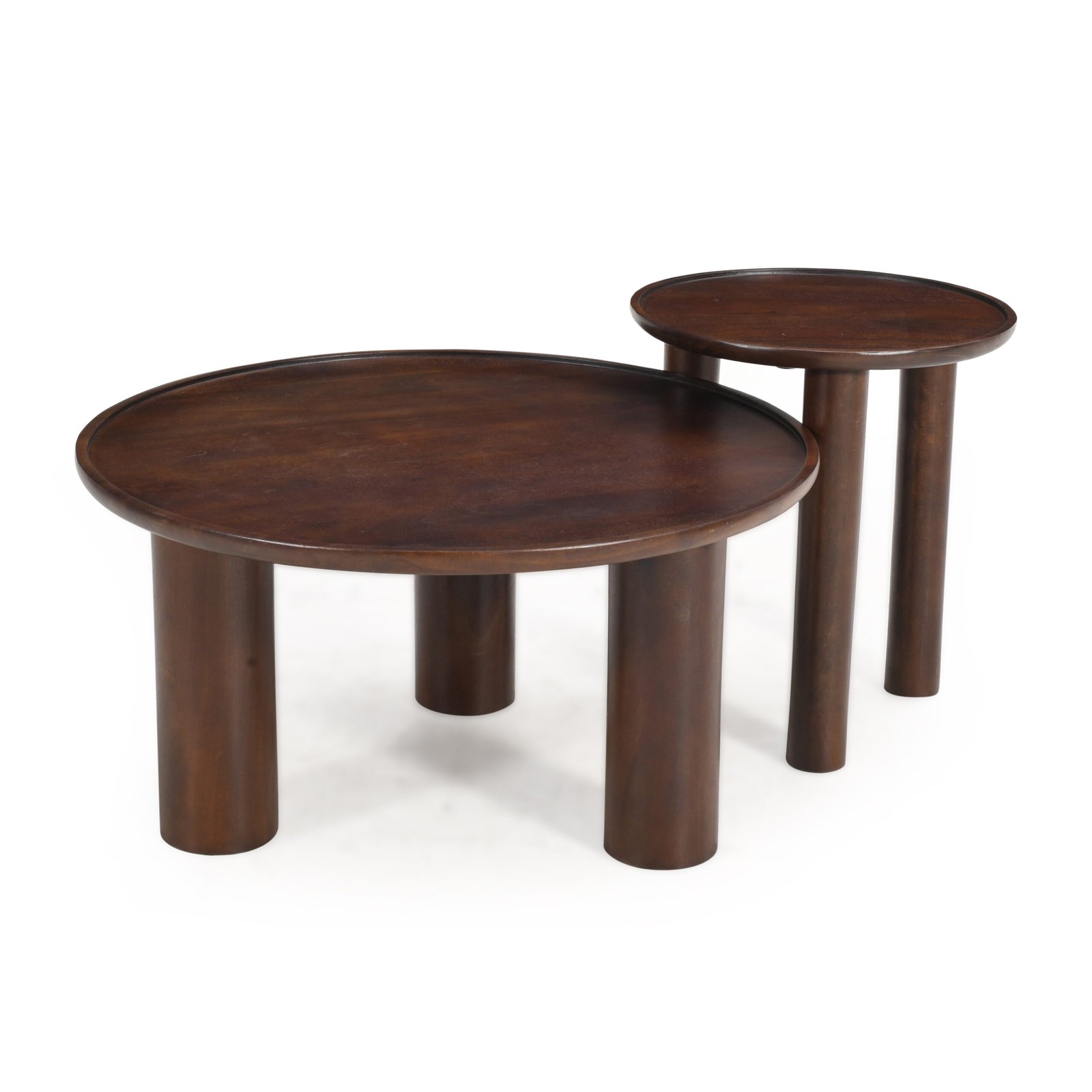 Lama Premium Solid Wood Nesting Table Set Walnut Finish - Image 5
