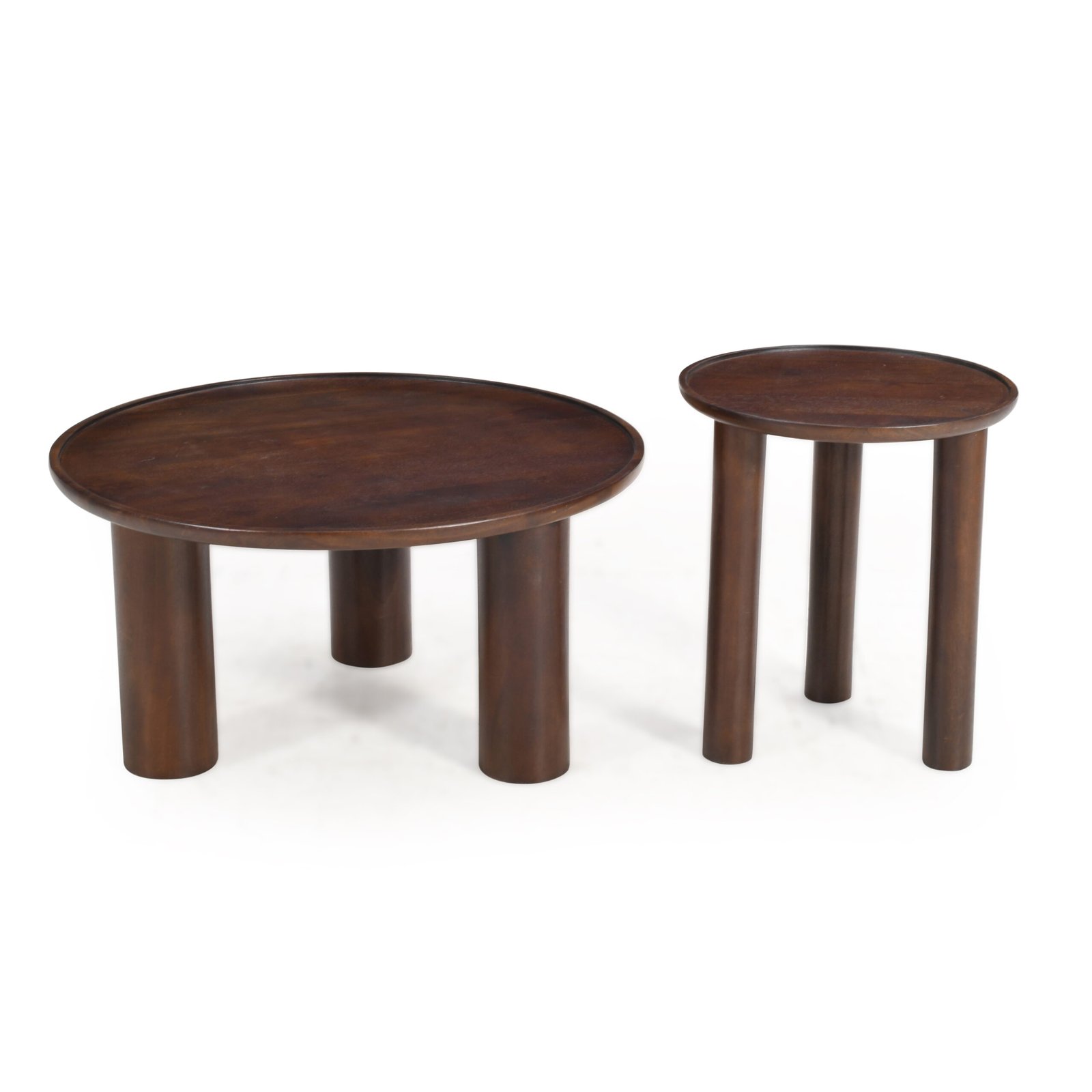 Lama Premium Solid Wood Nesting Table Set Walnut Finish - Image 6
