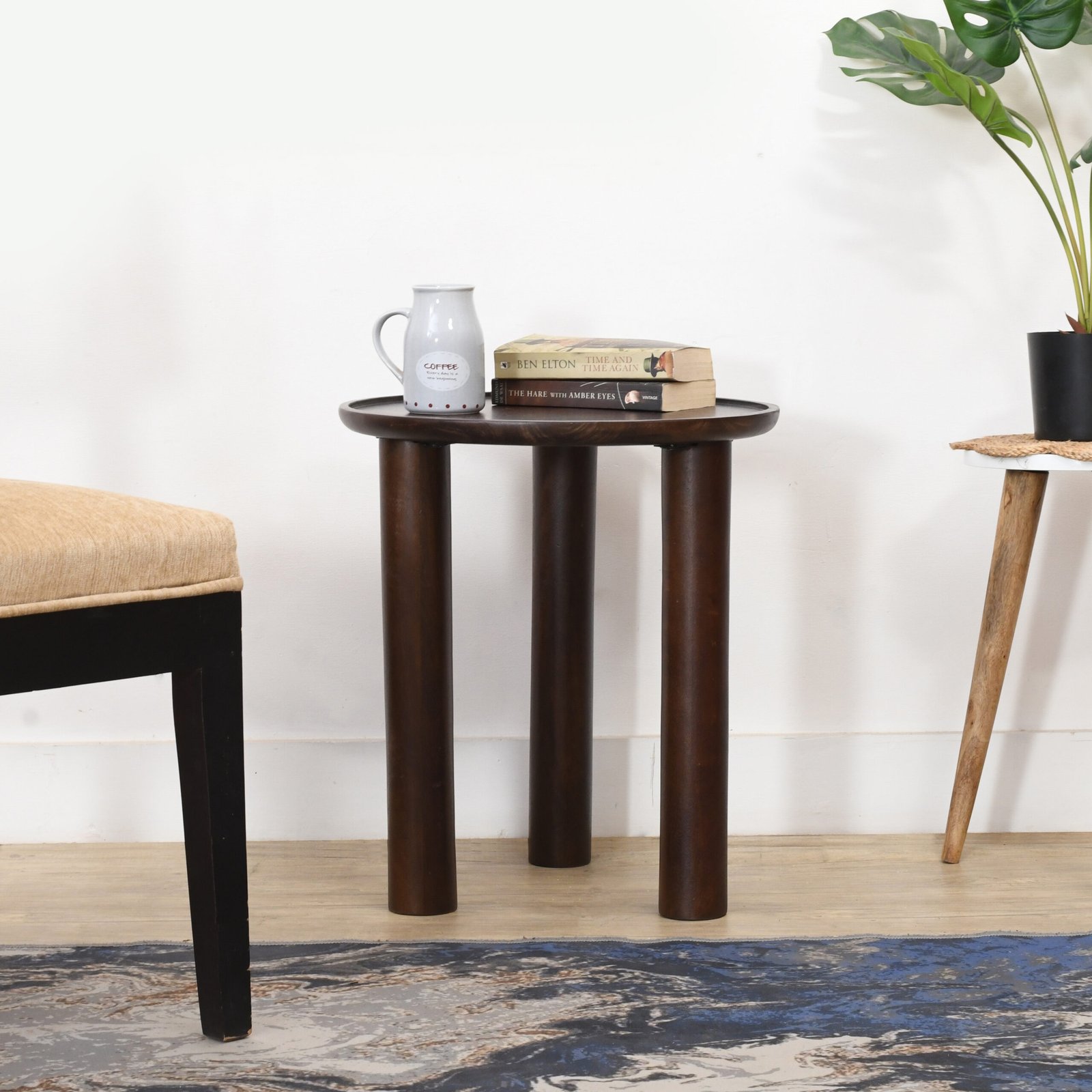 Lama Premium Solid Wood End Table Walnut Finish - Image 2