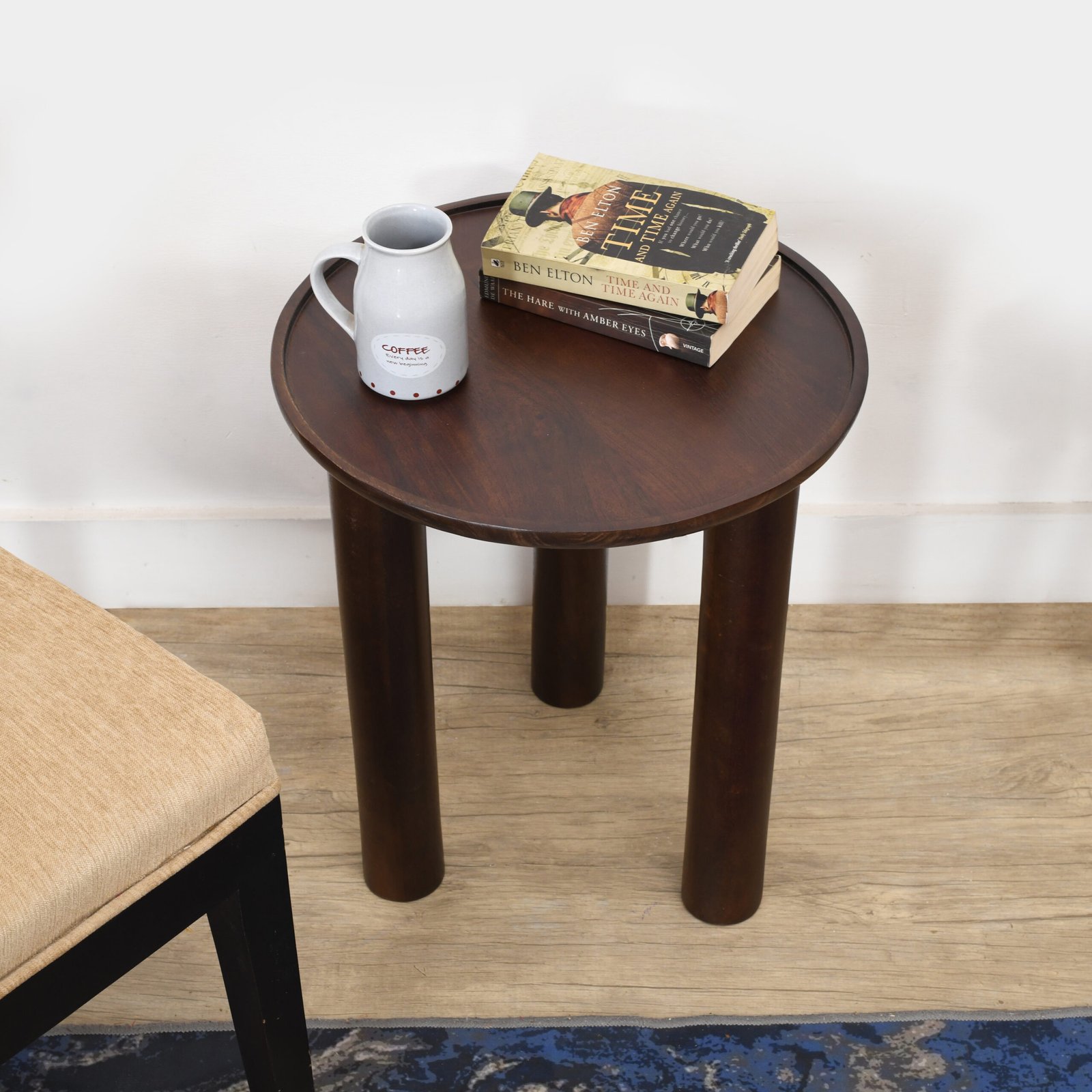 Lama Premium Solid Wood End Table Walnut Finish - Image 3