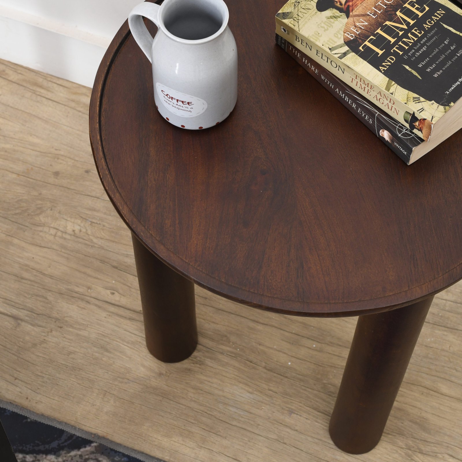 Lama Premium Solid Wood End Table Walnut Finish - Image 4