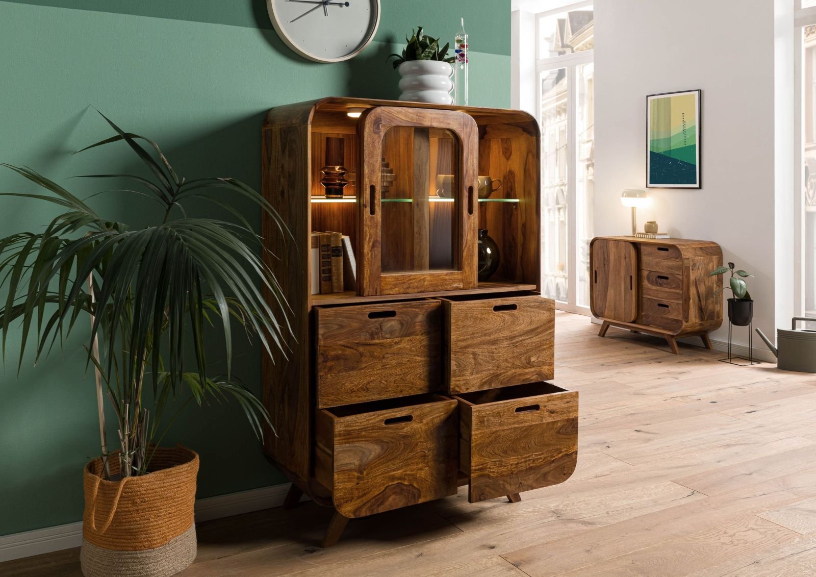 Corbett Sheesham Wood High Cabinet - Image 4