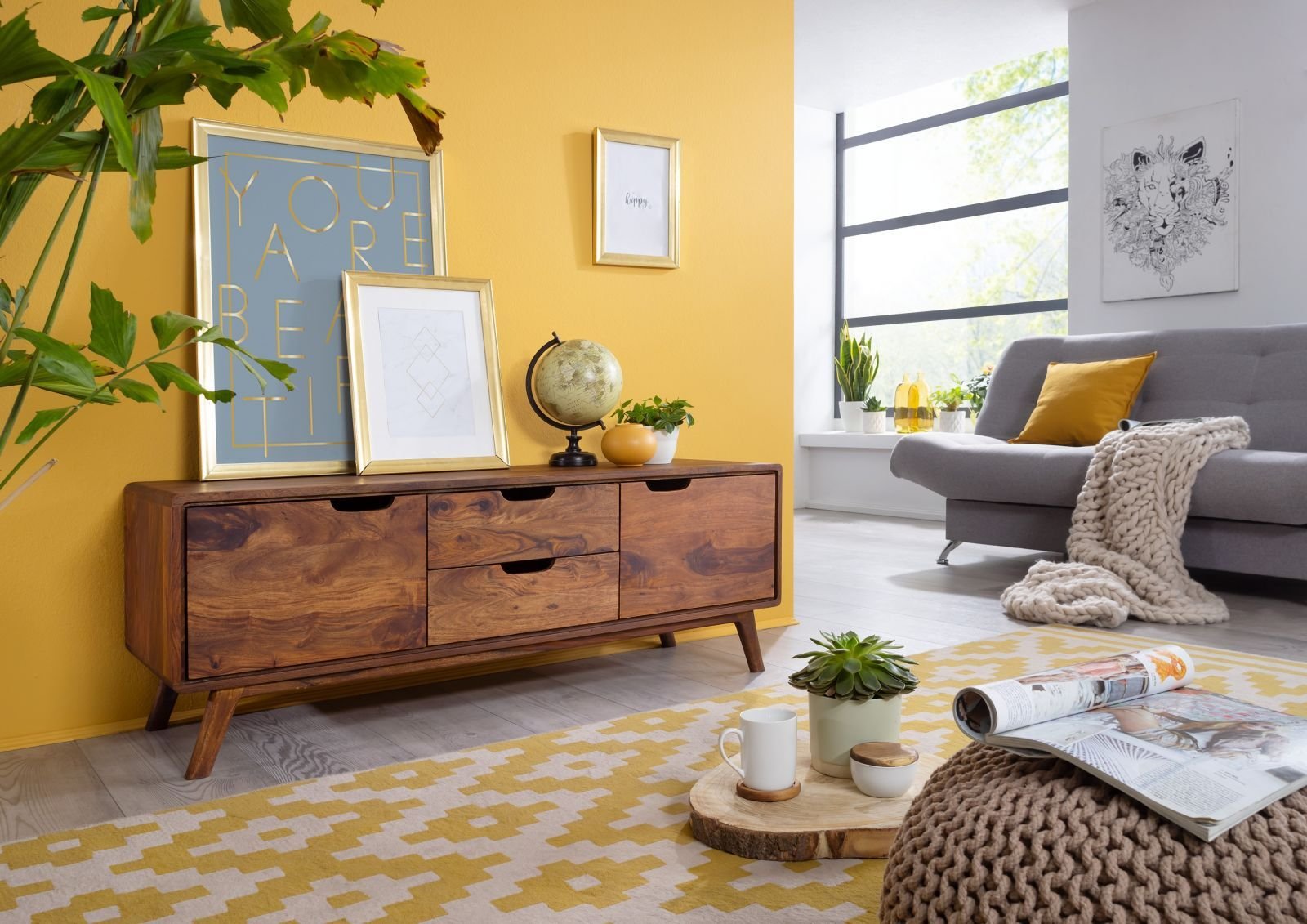 Autumn Sheesham Wood Low Sideboard