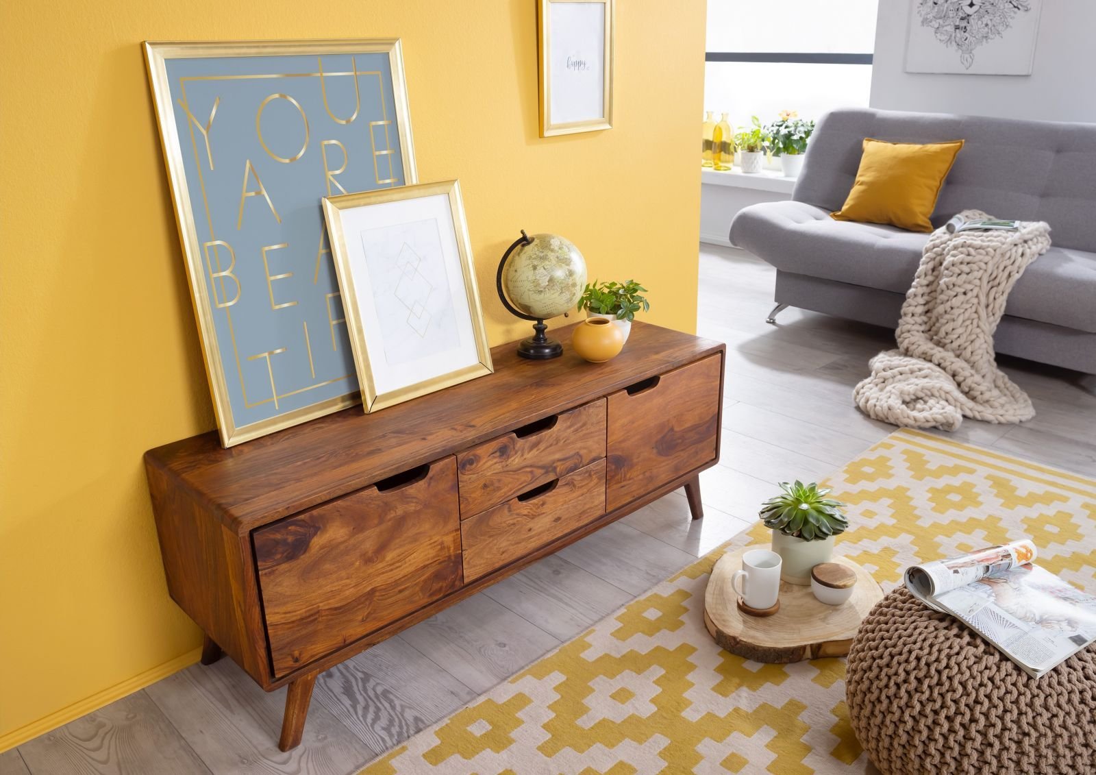 Autumn Sheesham Wood Low Sideboard - Image 2