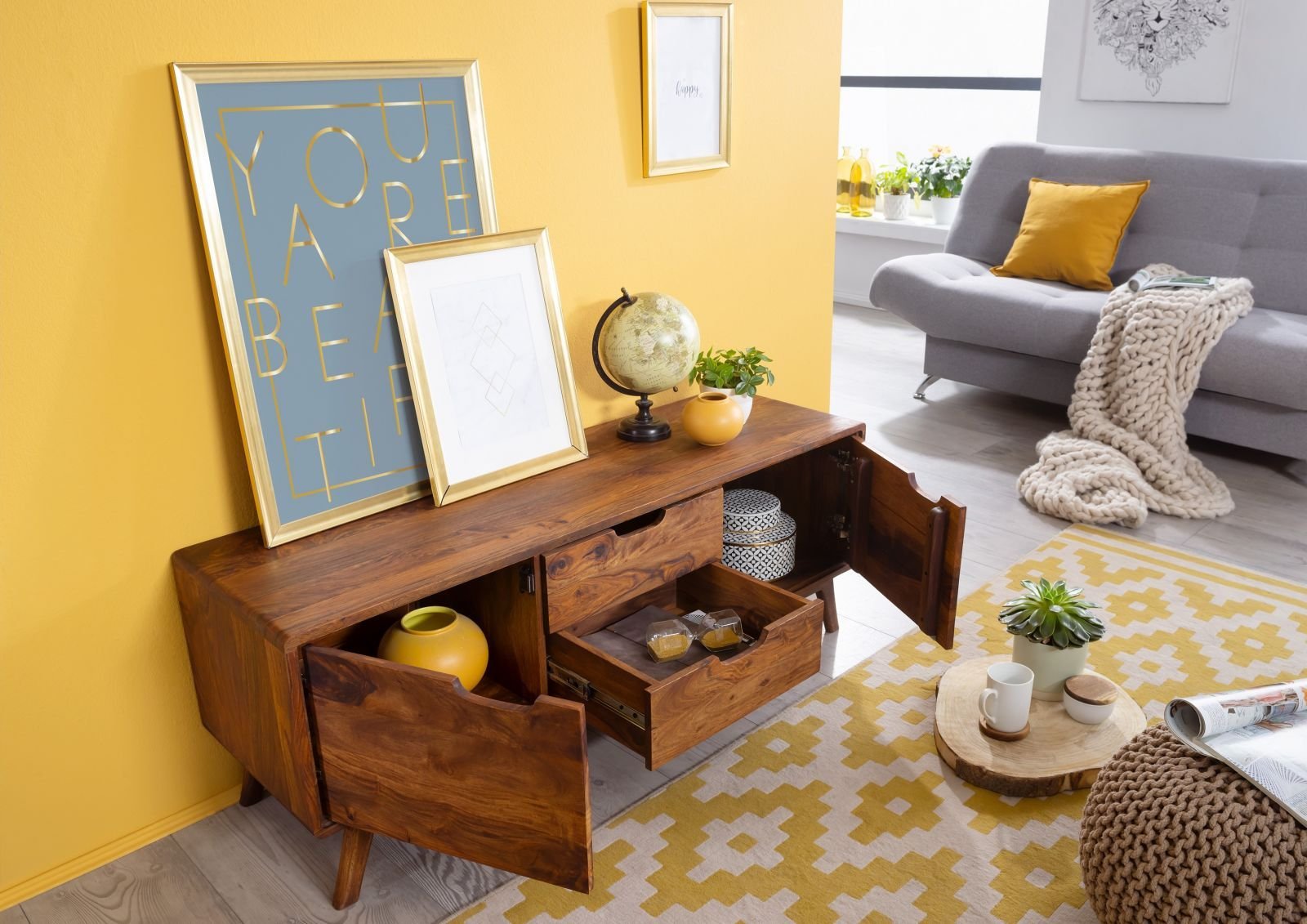 Autumn Sheesham Wood Low Sideboard - Image 4