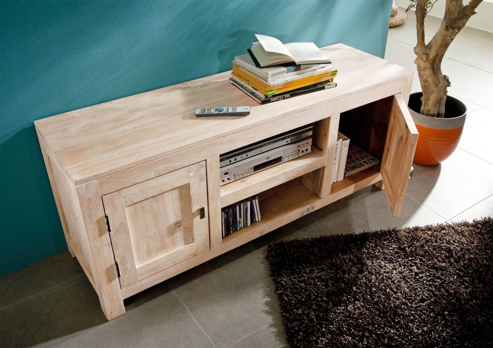 Fade White Acacia Wood TV Unit #01 - Image 4