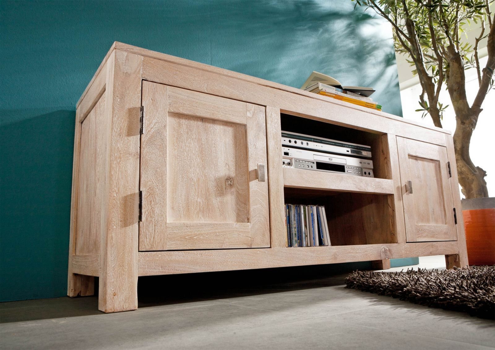 Fade White Acacia Wood TV Unit #01 - Image 5