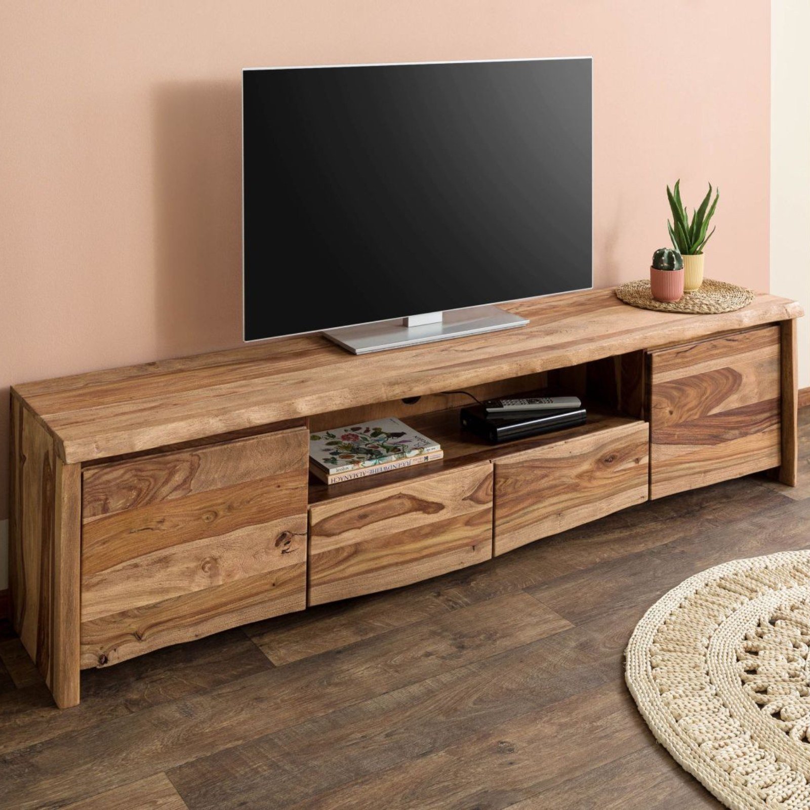 Ranthambhor Sheesham Wood Two Door Two Drawer TV Unit Large - Image 2