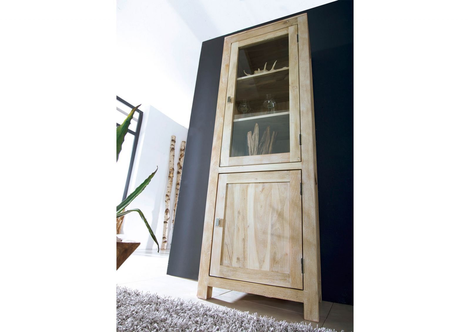 Fade White Solid Acacia Wood Display Cabinet #02 - Image 4