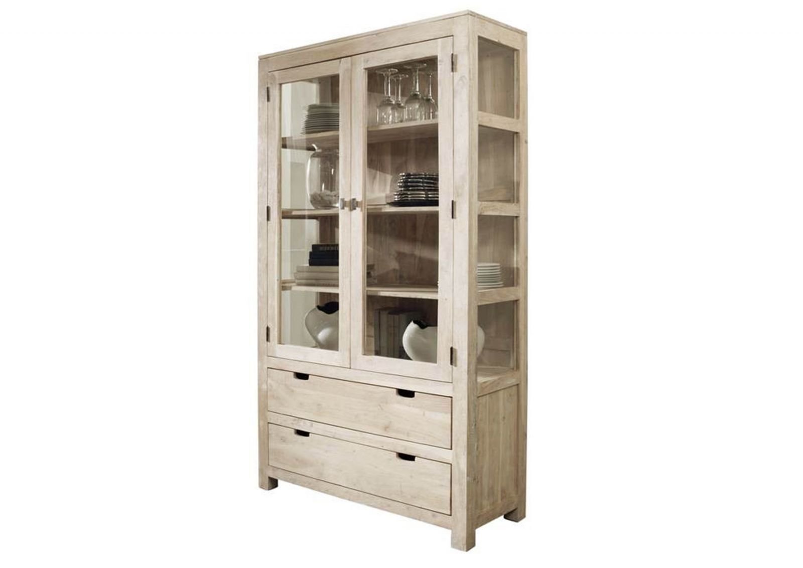Fade White Solid Acacia Wood Display Cabinet - Image 2