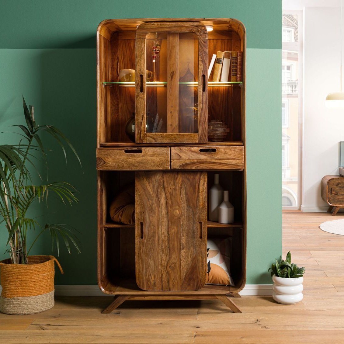 Corbett Sheesham Wood Display Cabinet - Image 3