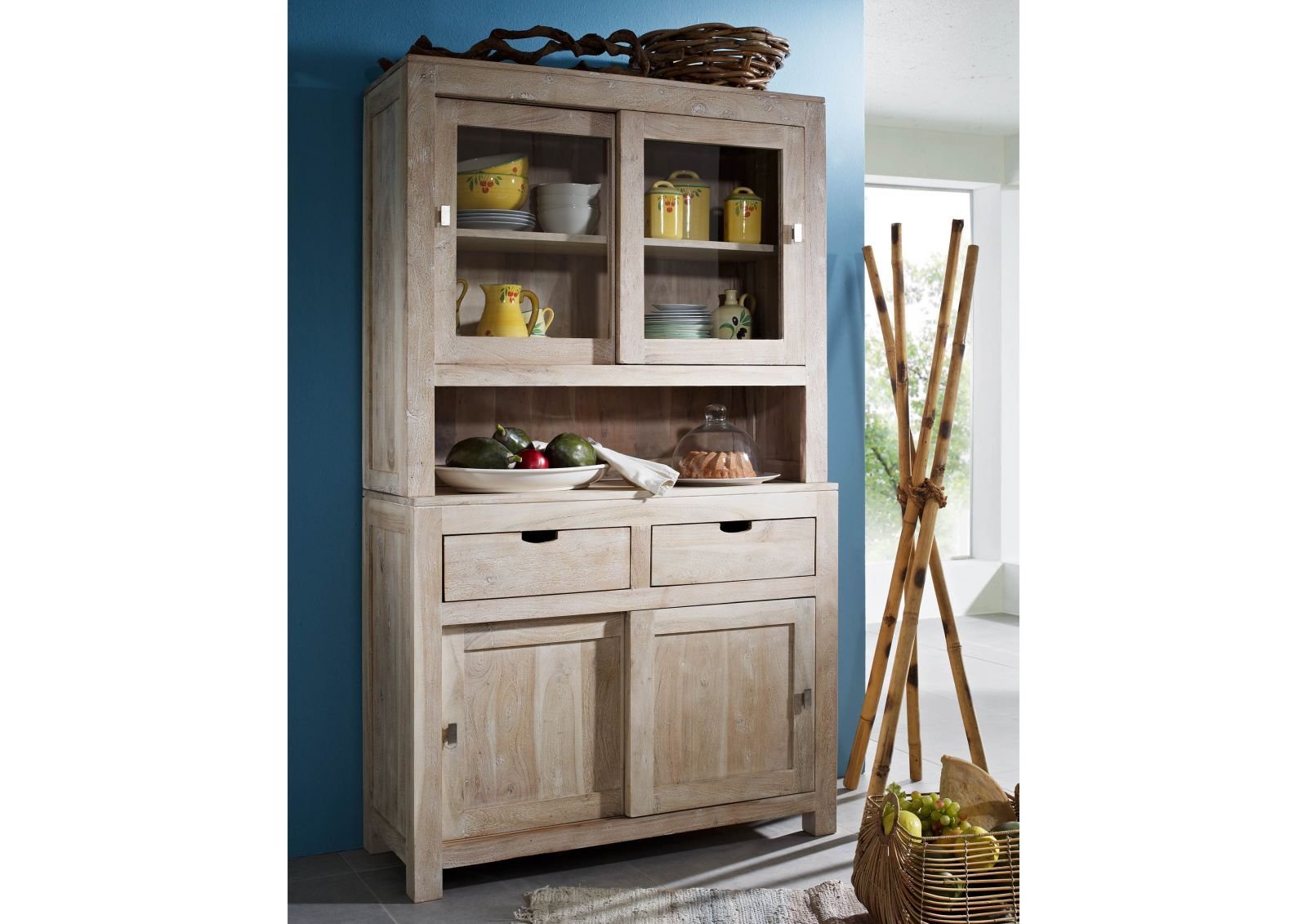 Fade White Solid Acacia Buffet Cabinet - Image 2