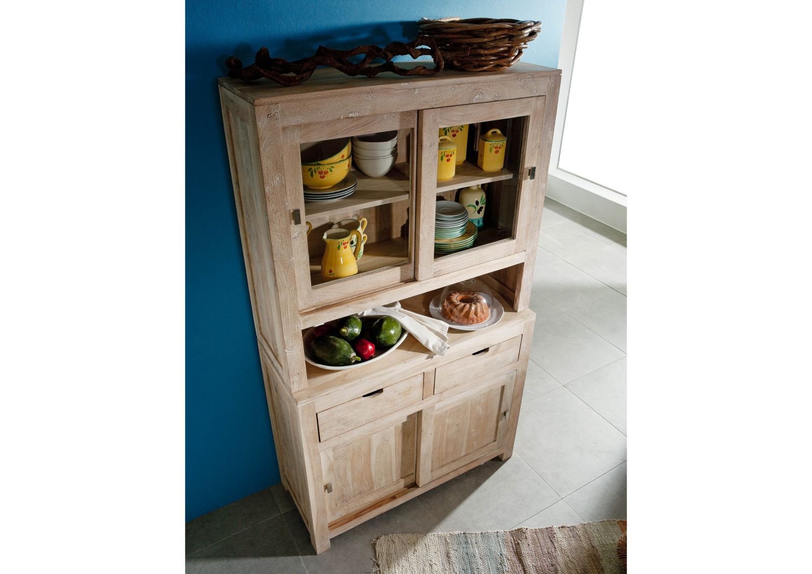 Fade White Solid Acacia Buffet Cabinet - Image 3