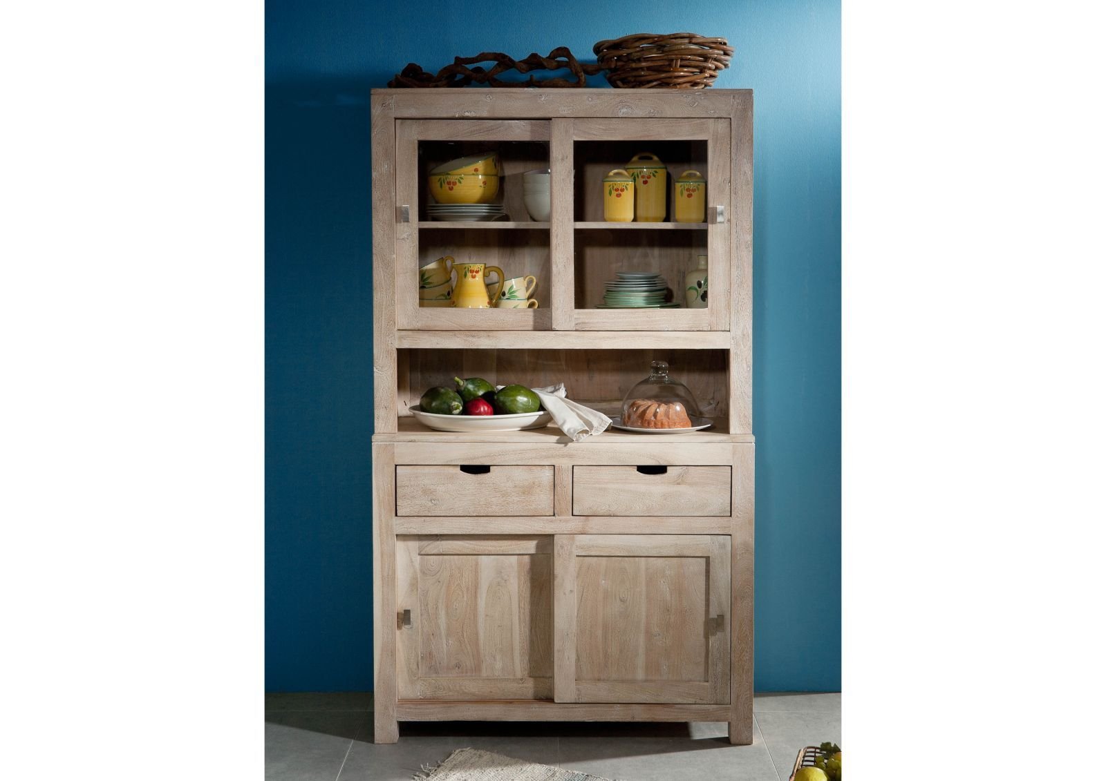 Fade White Solid Acacia Buffet Cabinet