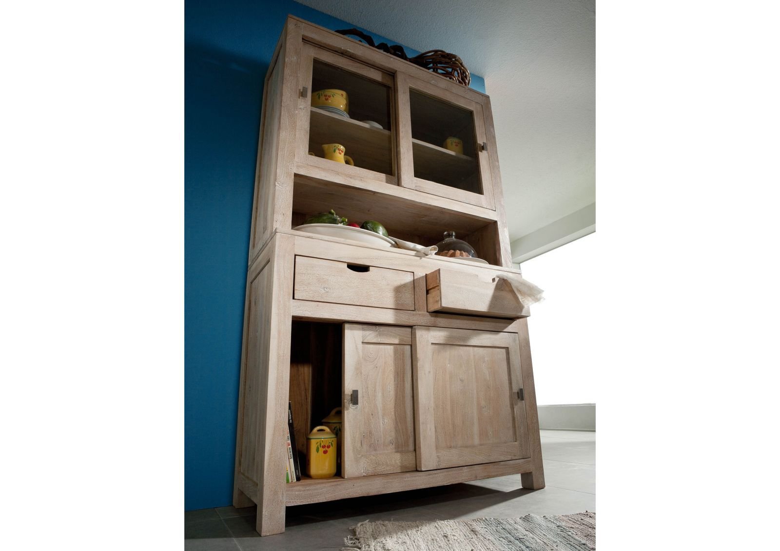Fade White Solid Acacia Buffet Cabinet - Image 4