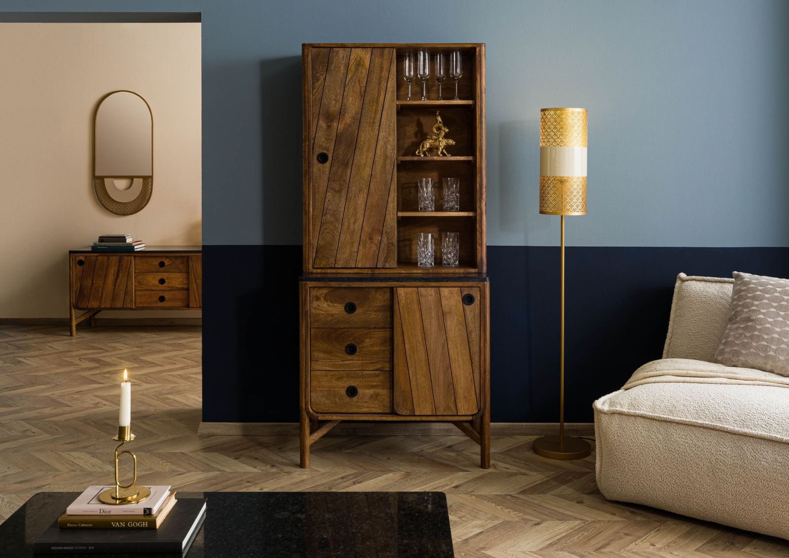 Darien Mango Wood Display Cabinet