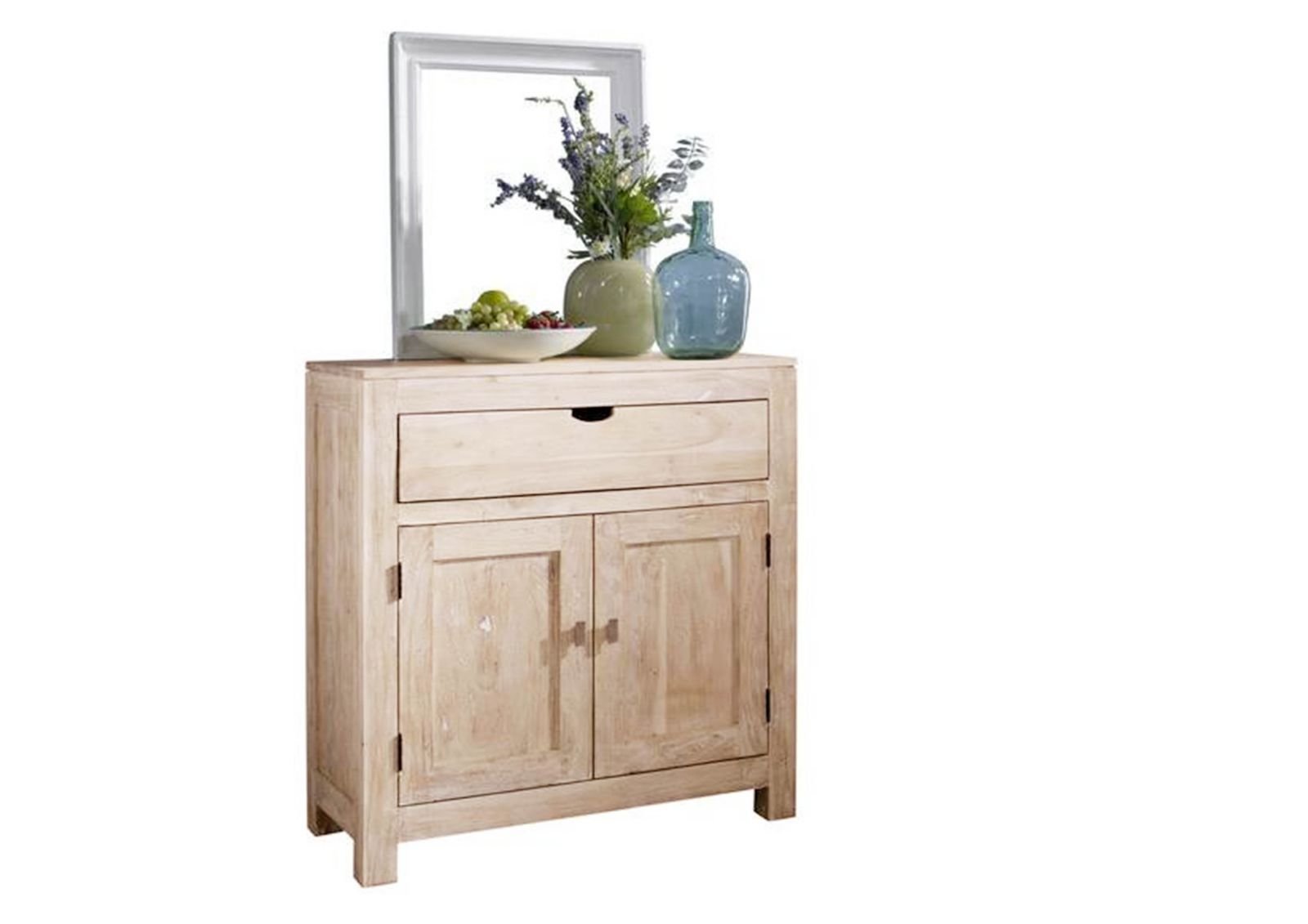 Fade White Solid Acacia Wood Two Door Cabinet - Image 5