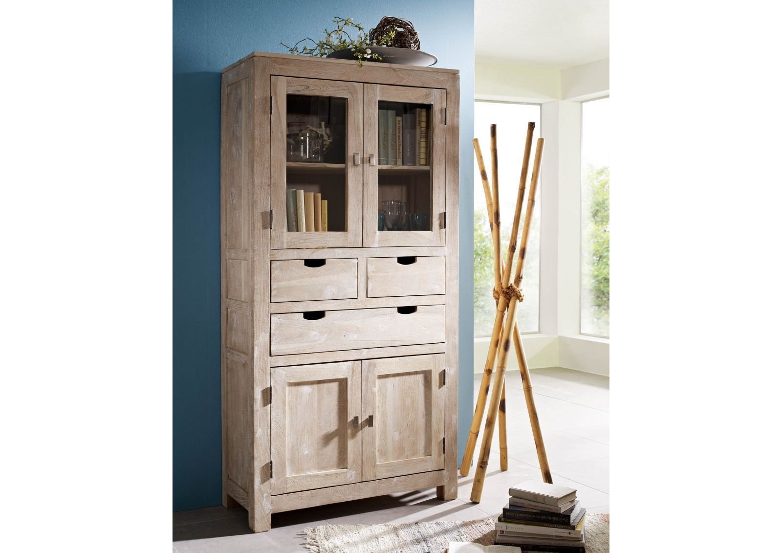 Fade White Solid Acacia Wood Display Cabinet #03 - Image 2
