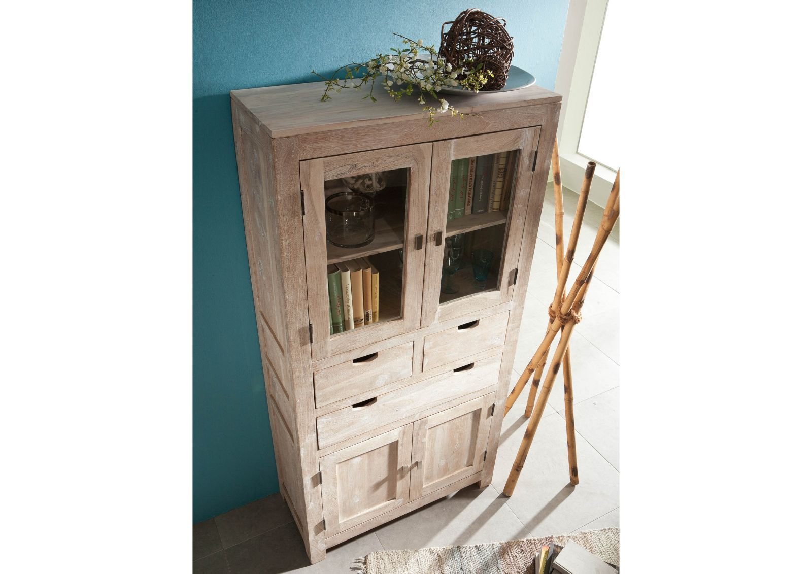 Fade White Solid Acacia Wood Display Cabinet #03 - Image 3