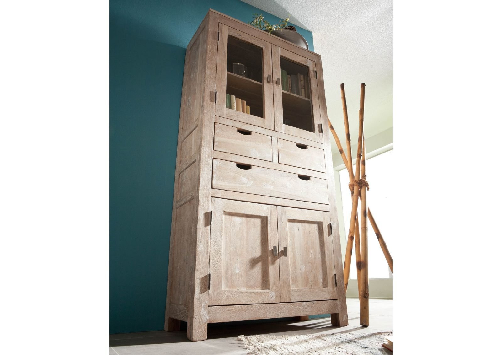 Fade White Solid Acacia Wood Display Cabinet #03 - Image 4