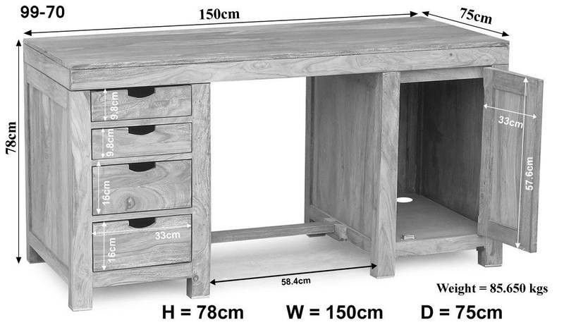 Fade White Solid Acacia Wood Desk - Image 6