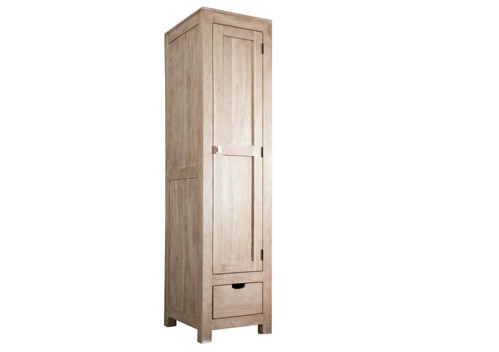 Fade White Solid Acacia Wood Single Door Wardrobe - Image 8