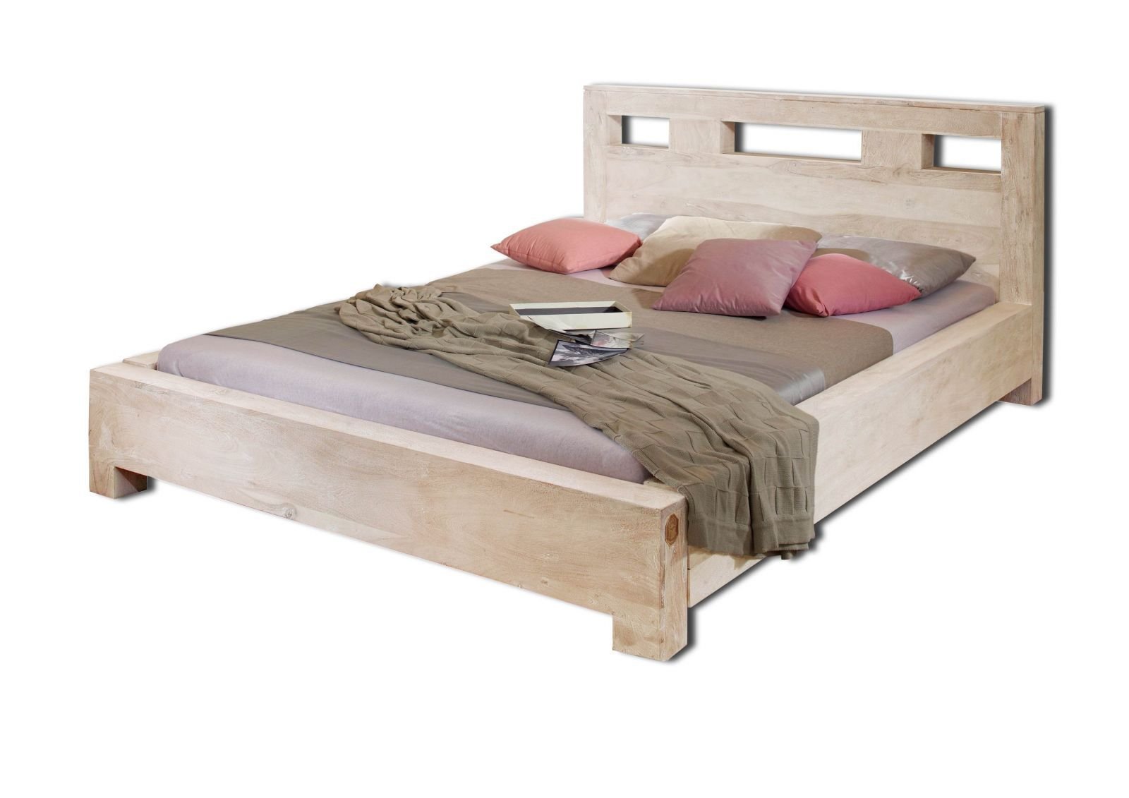 Fade White Solid Acacia Wood Bed - Image 5