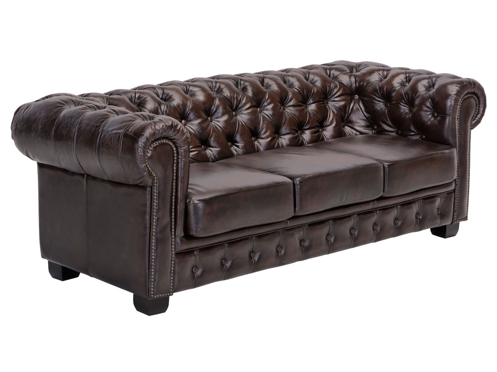 Chesterfield 3 Seater Leather Sofa #02