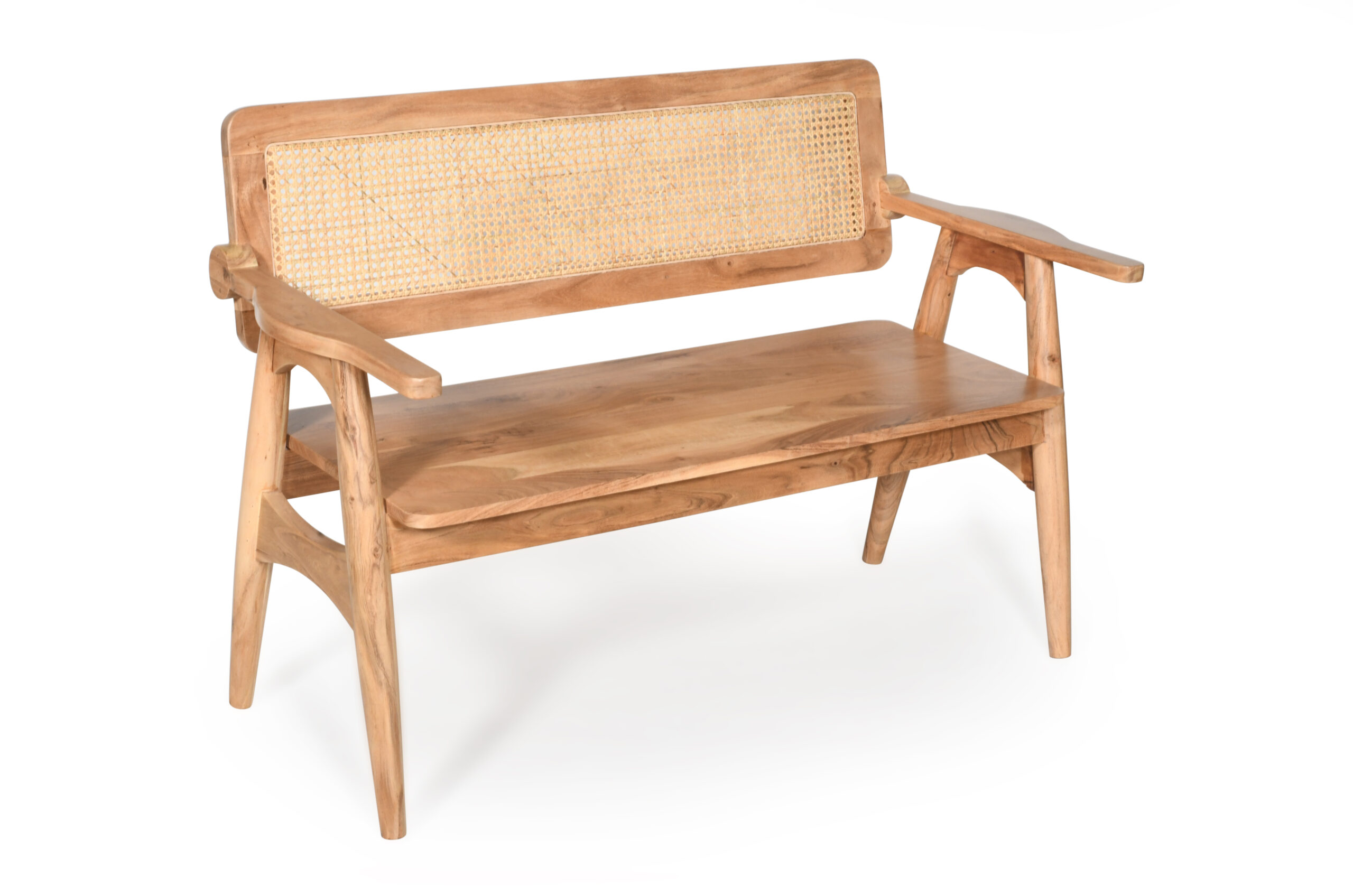 Viraj wooden bench with cane backrest