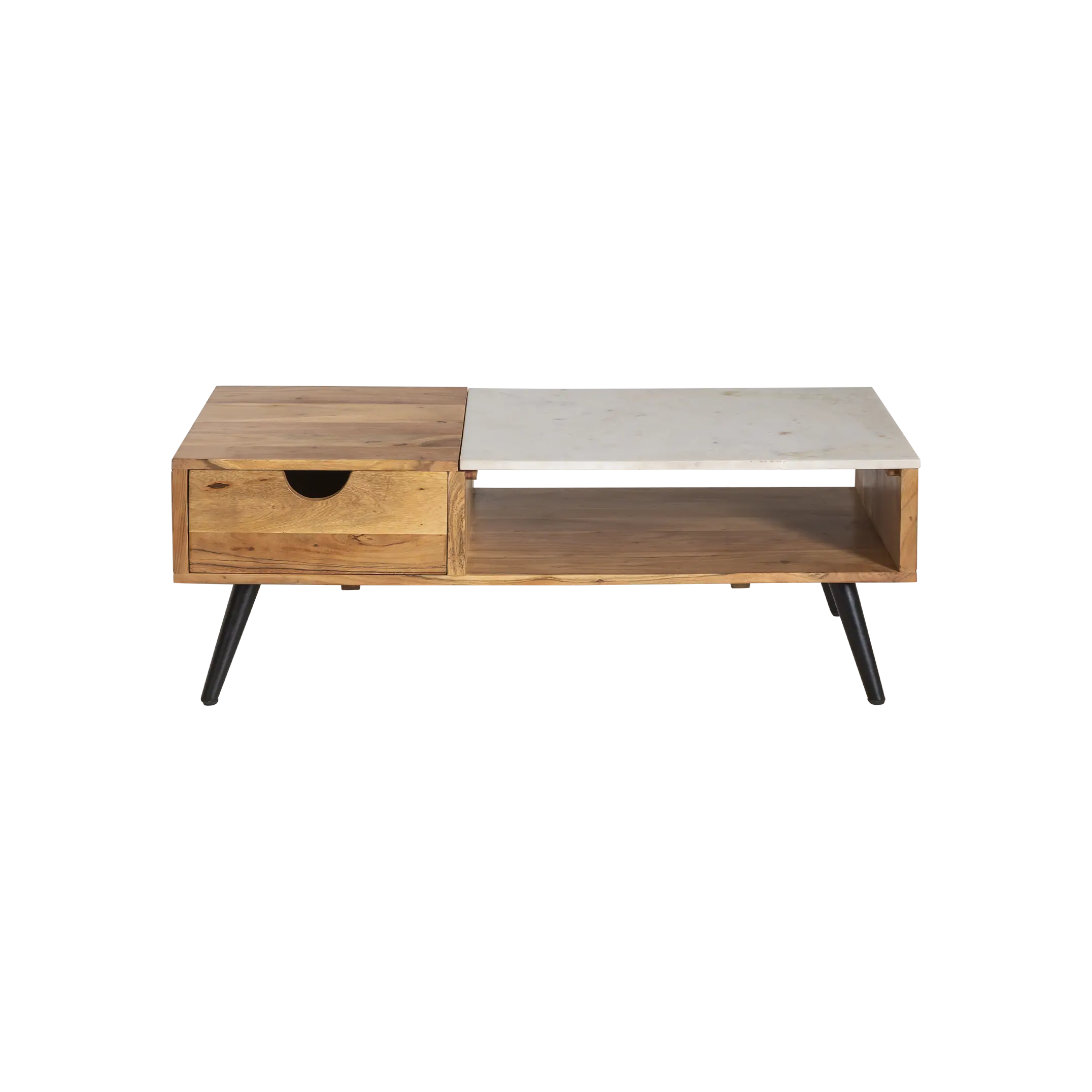 Trisha coffee table in acacia wood and marble