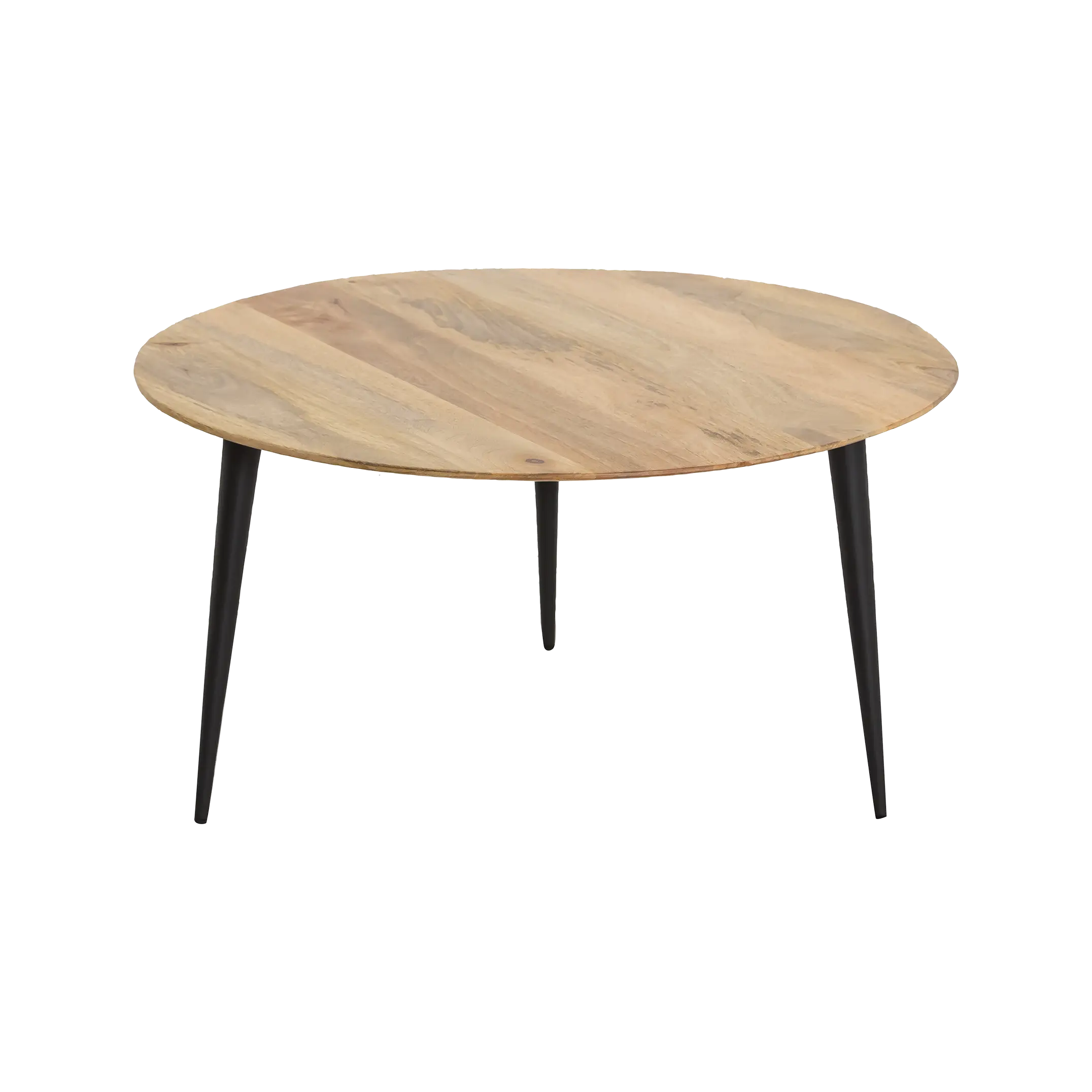 Albert Round Solid Mango Wood and Black Metal Legs Coffee Table - Image 3