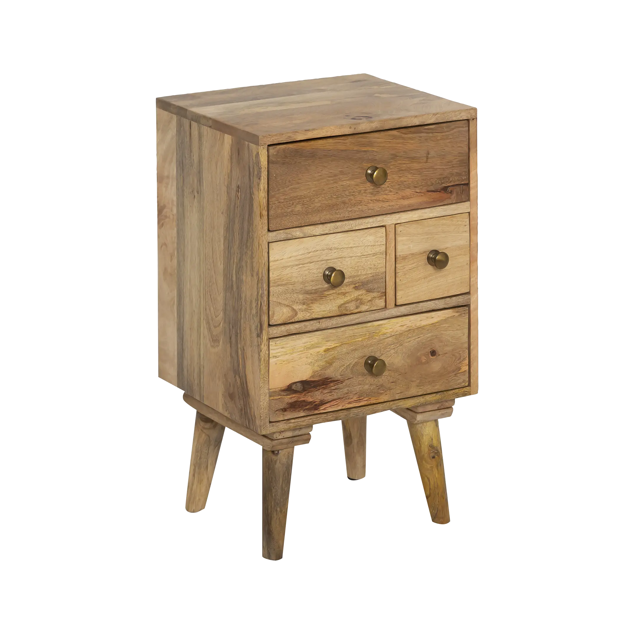 Java Mango Wood Bedside Table with 4 Drawers