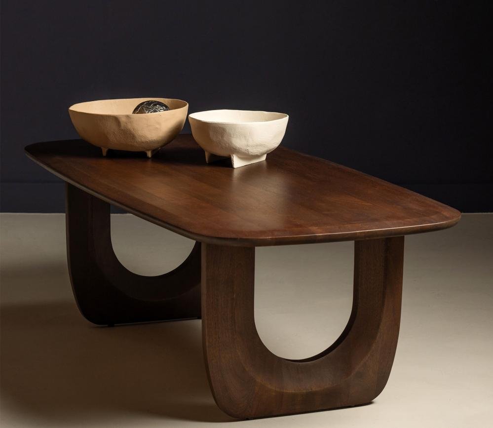 Albert Premium Mango Wood Organic Coffee Table (Walnut Finish) - Image 6