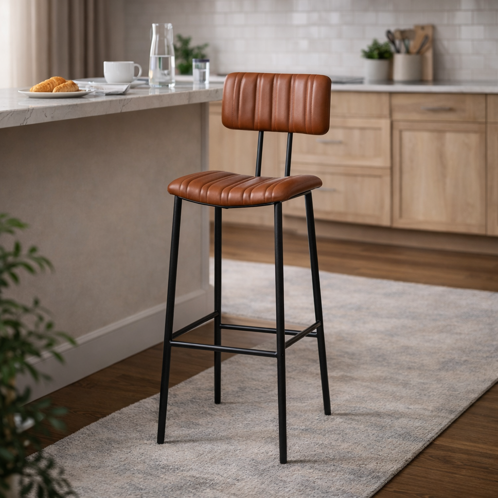 Kaal brown leather bar stool - Image 2