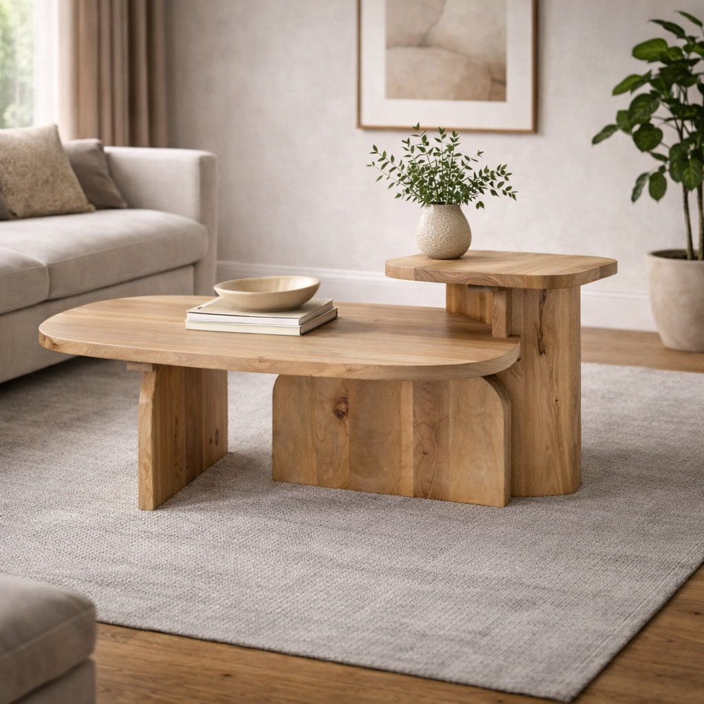 Set of 2 Jerry mango wood coffee tables - Image 2