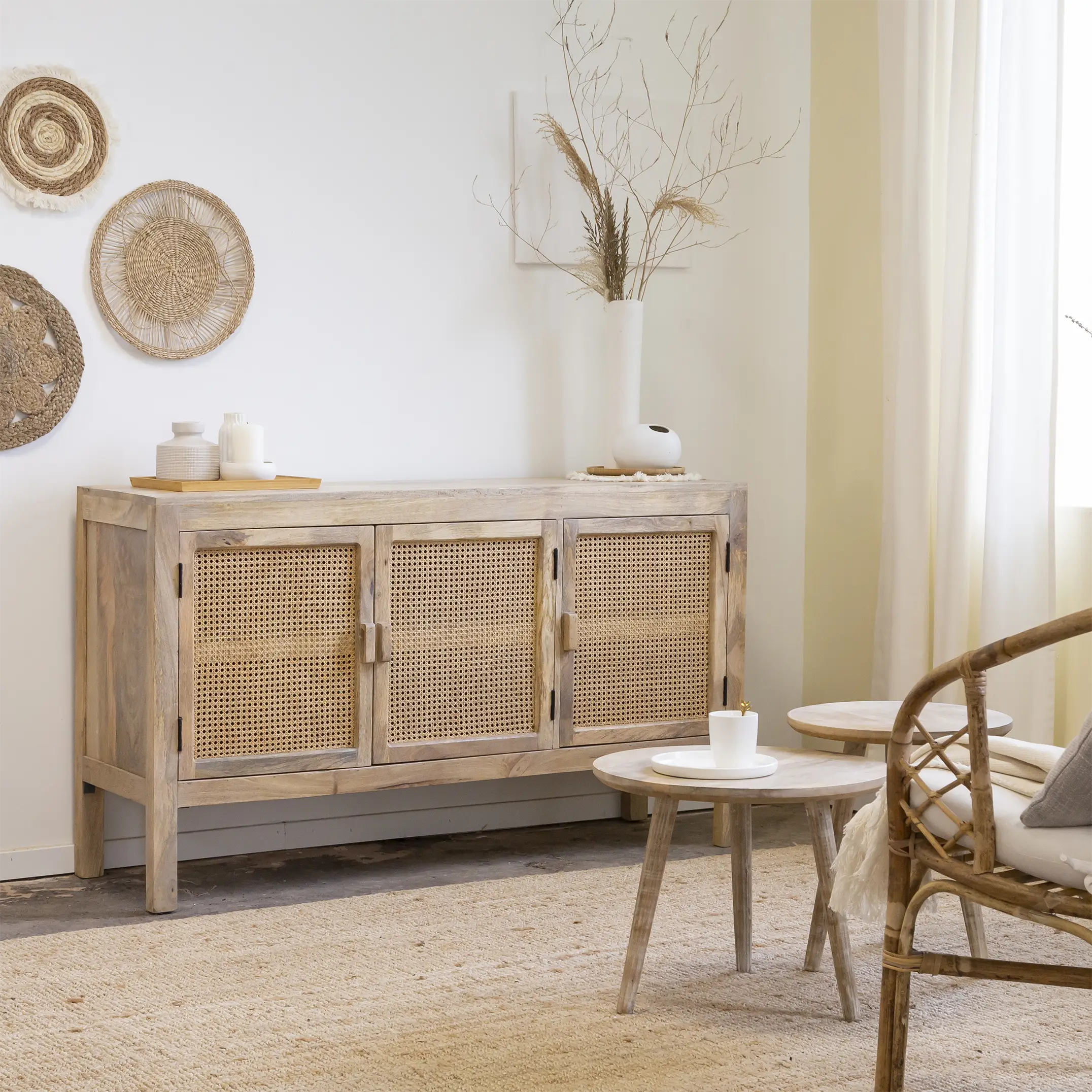 Albert Solid Mango Wood Nesting Set of 3 Table - Image 4