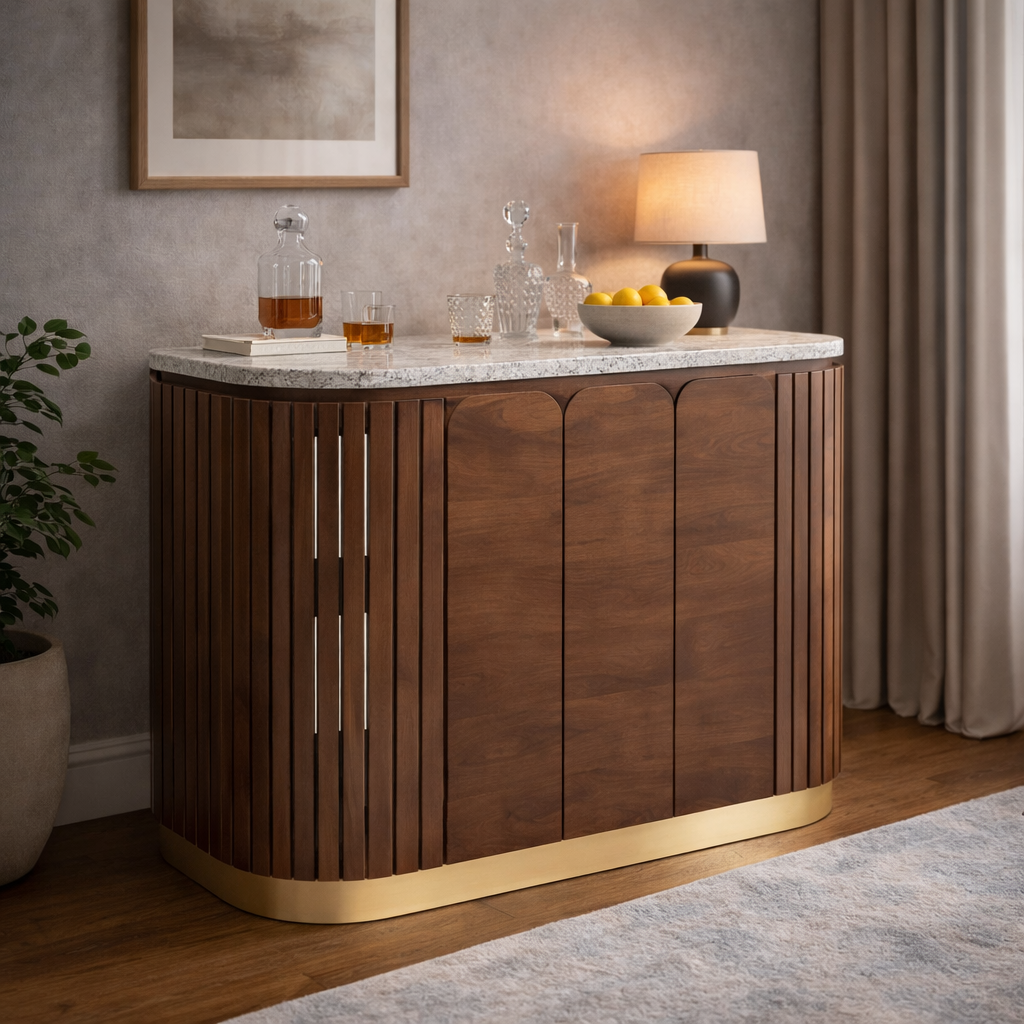 Mango wood and liena white marble bar - Image 2