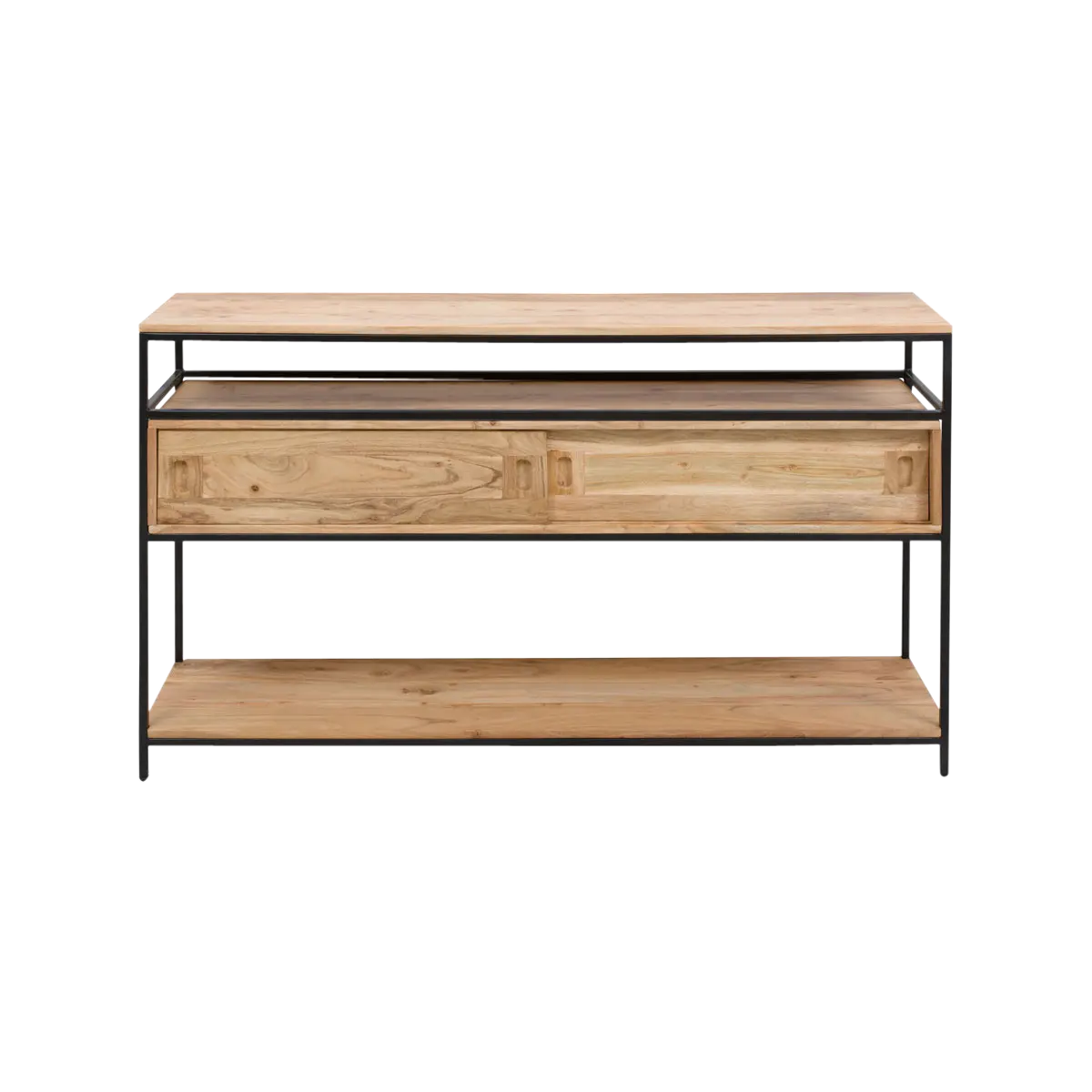 Carlos console table in acacia wood and metal - Image 3