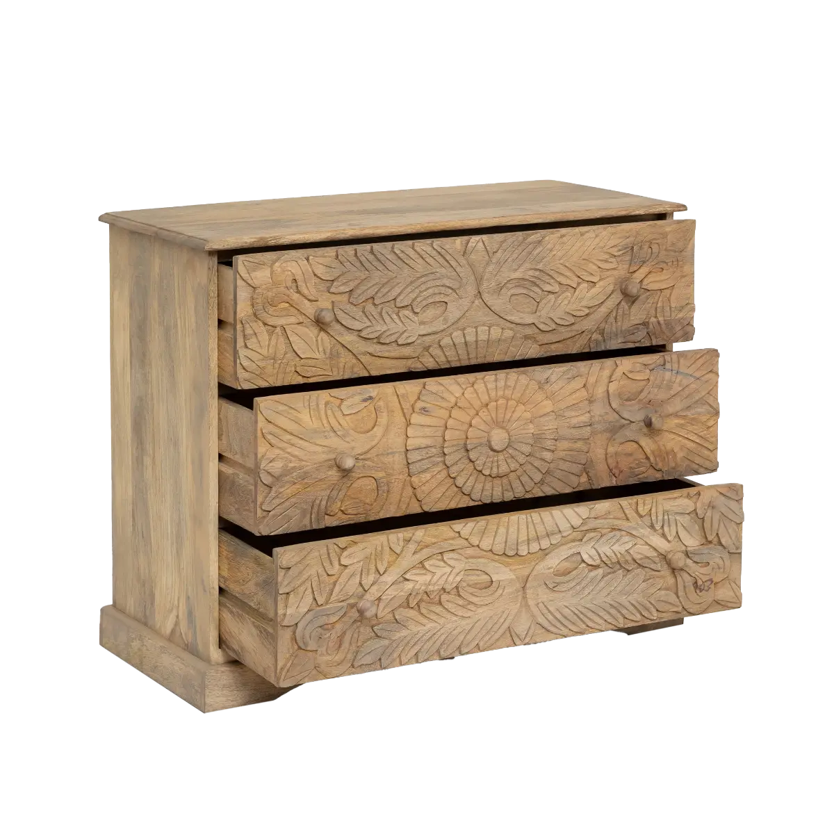 Advanie carved mango wood chest of drawers - Image 3