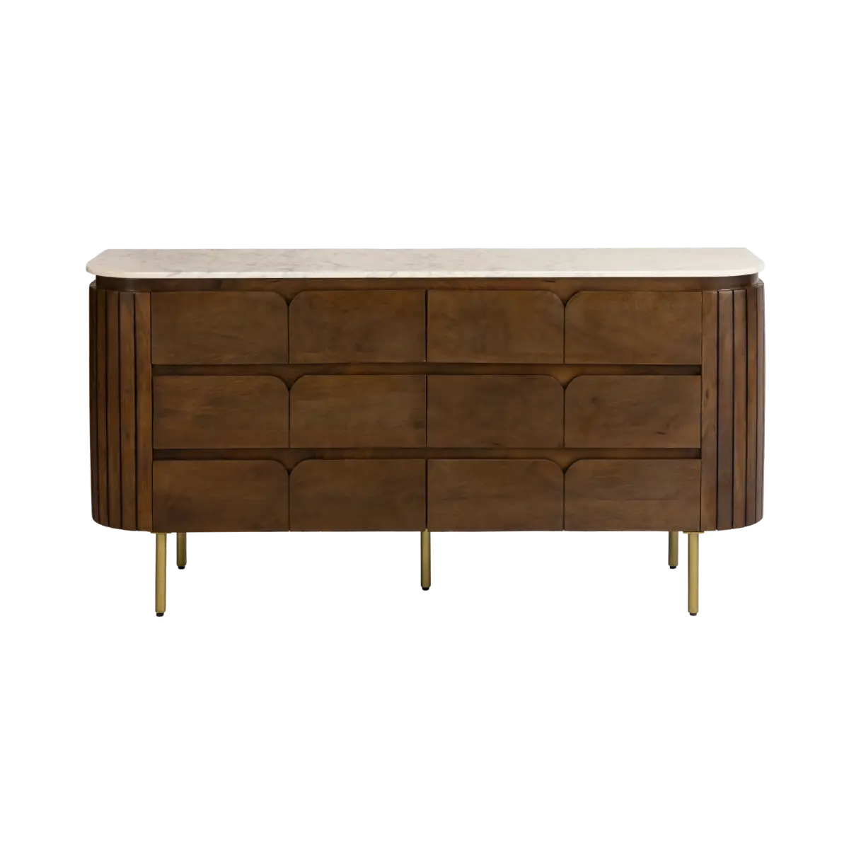6-drawer chest in mango wood and liena marble - Image 4