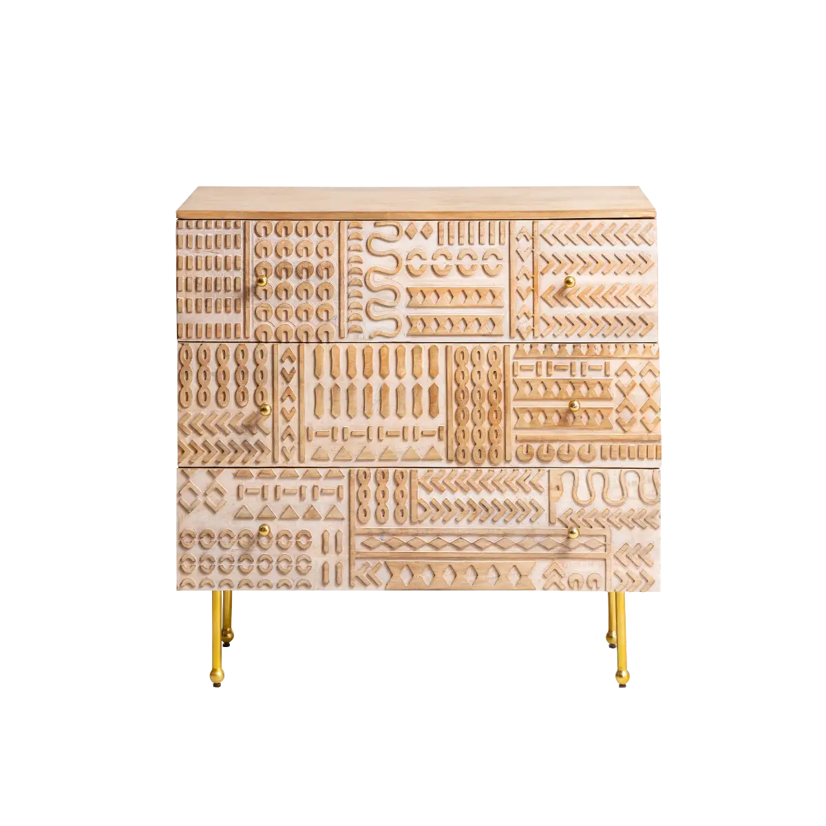 Leo carved mango wood chest of drawers - Image 5