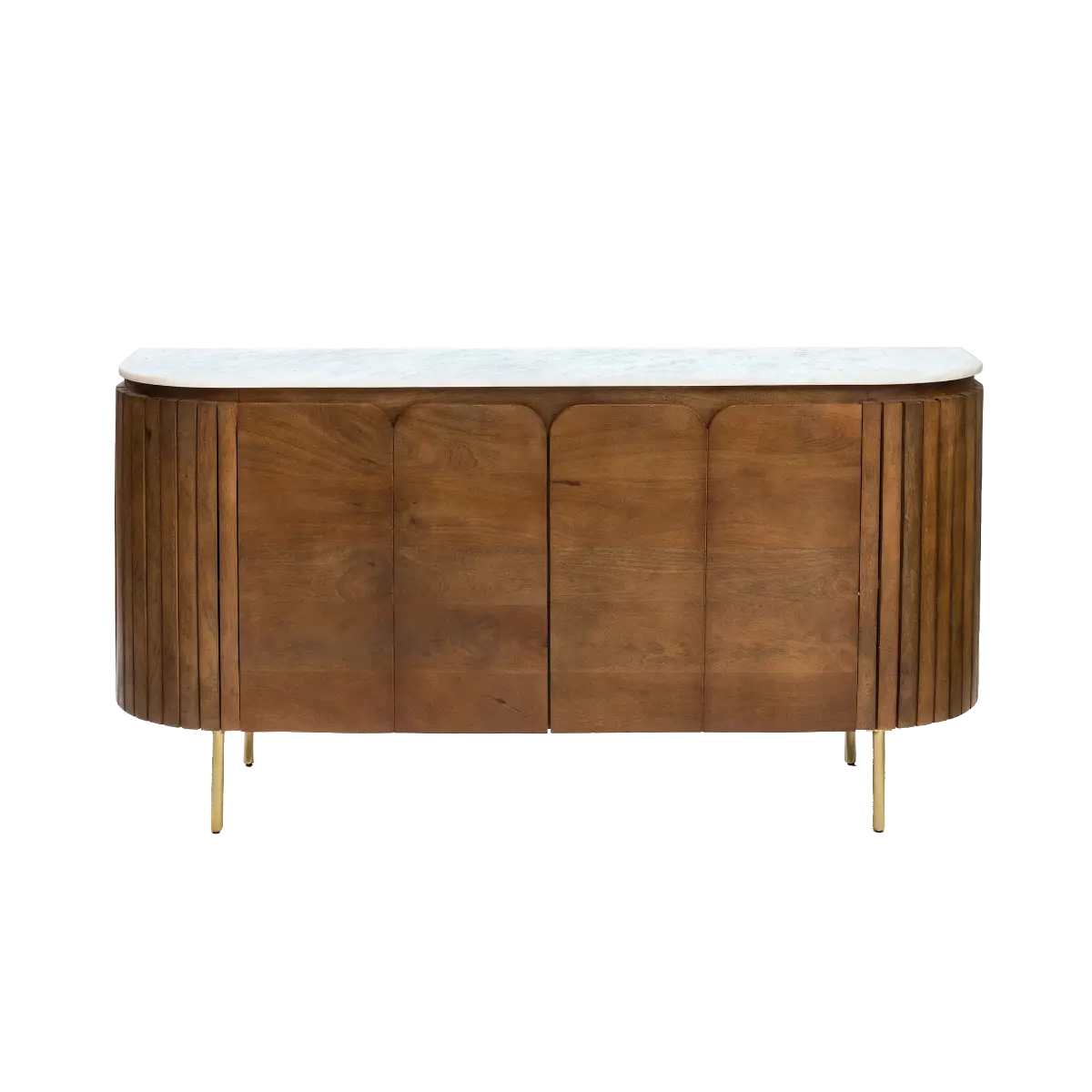 Rounded sideboard in mango wood and Liena marble - Image 4
