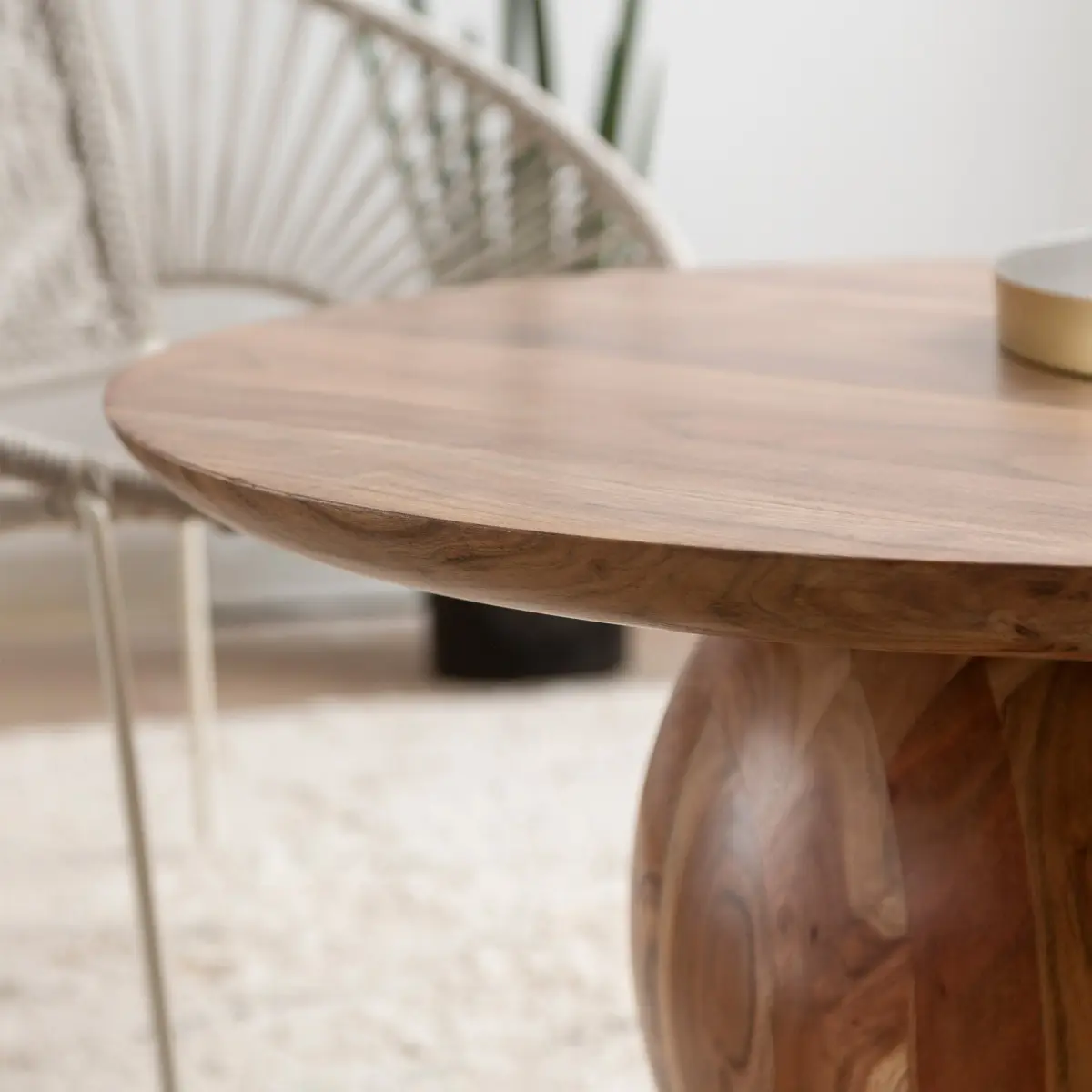 Albert Round Solid Acacia Wood Coffee Table - Image 6