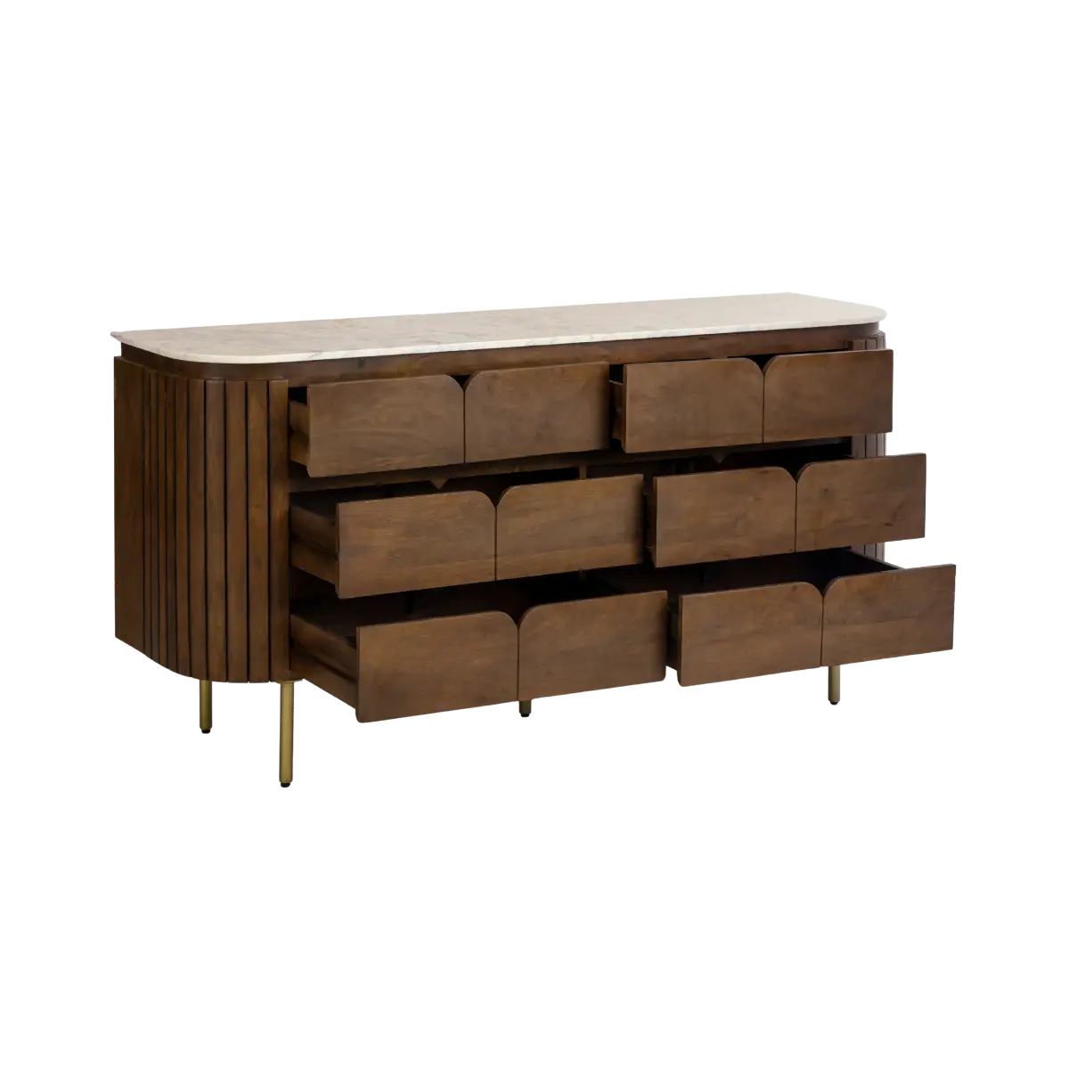 6-drawer chest in mango wood and liena marble - Image 5